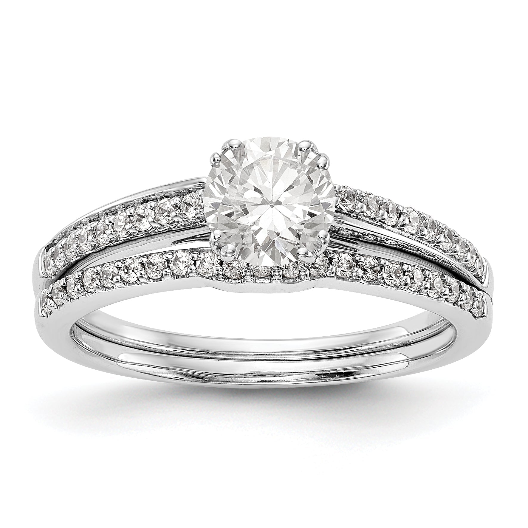 14K White Gold Simulated Diamond Engagement Ring