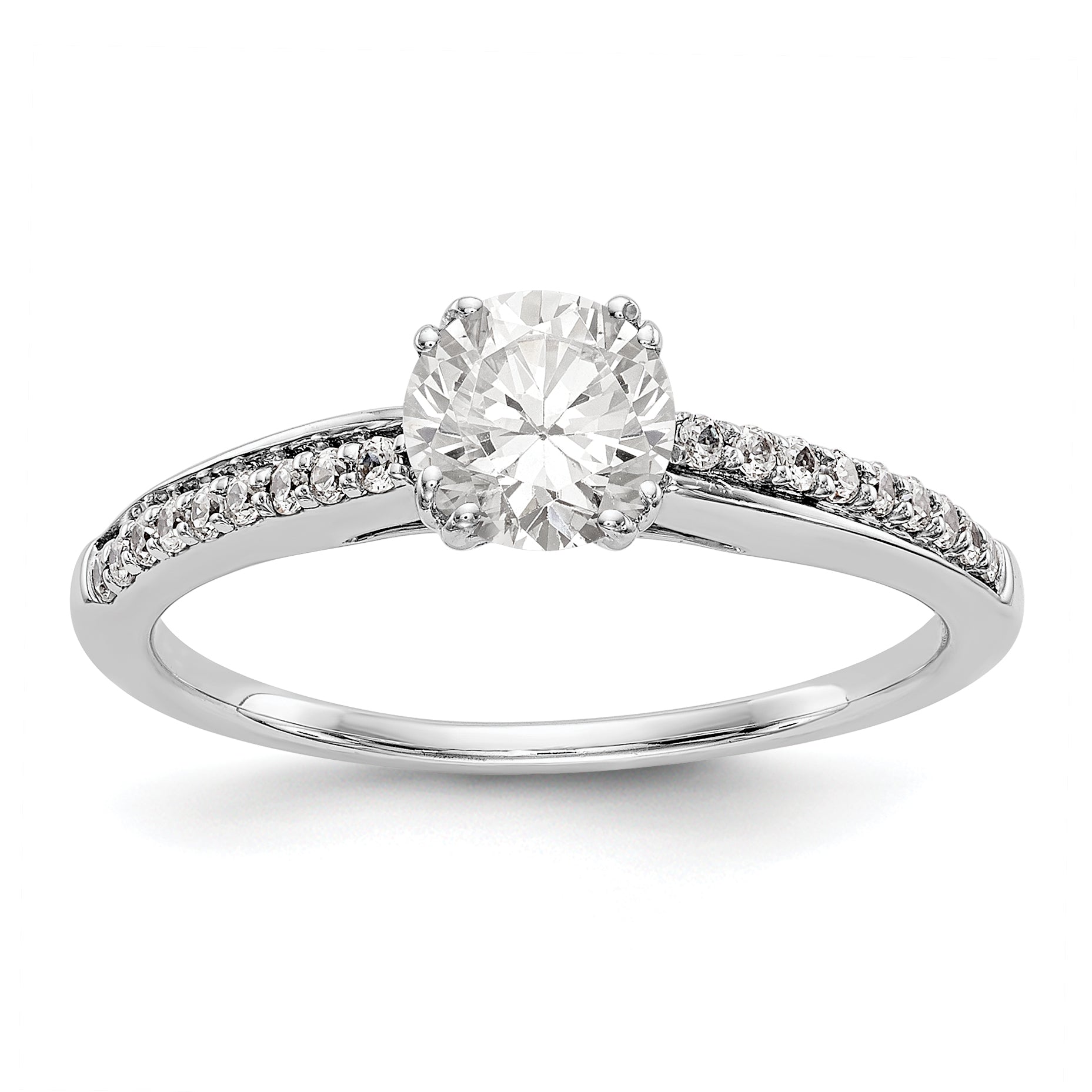 14K White Gold Simulated Diamond Engagement Ring