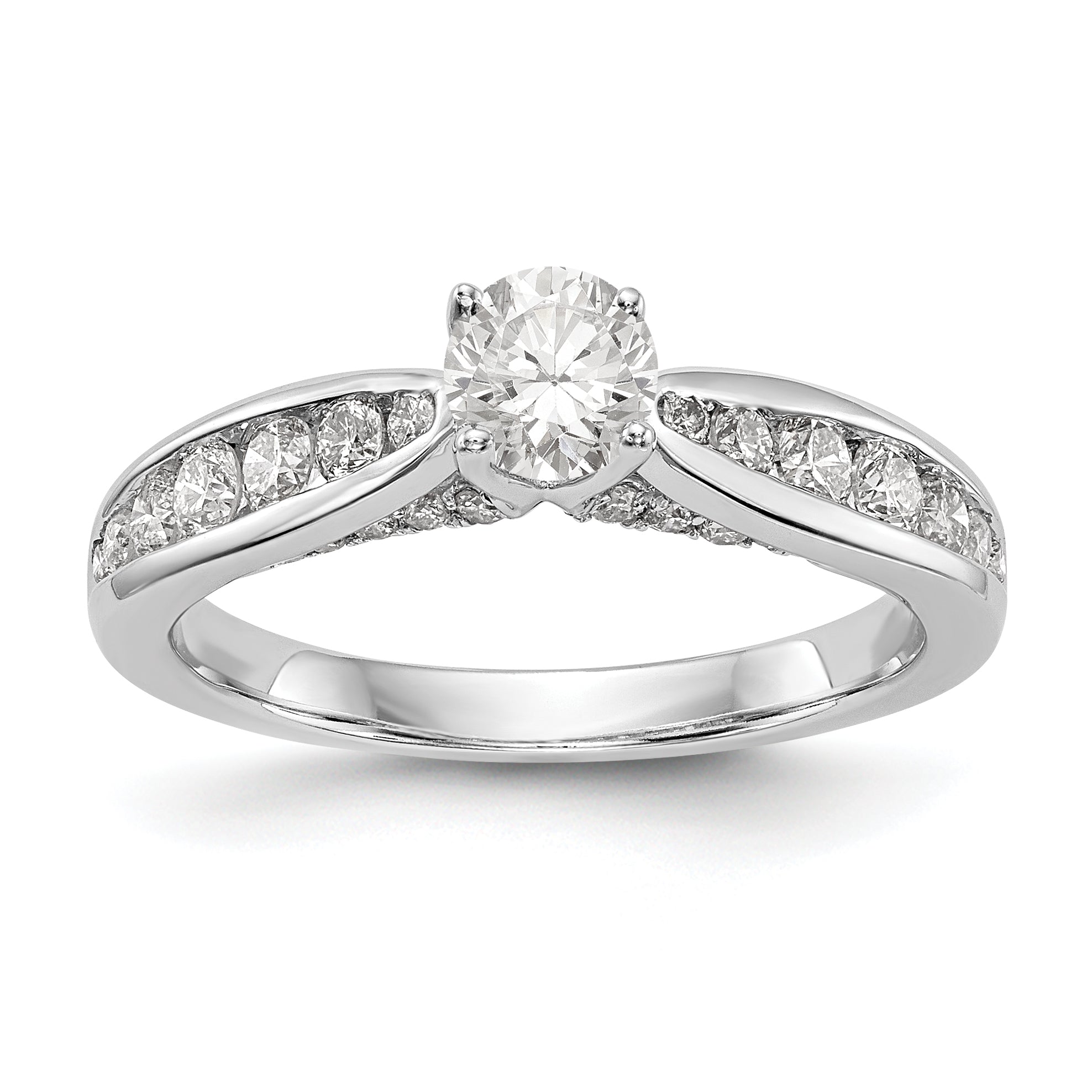 14K White Gold Simulated Diamond Engagement Ring