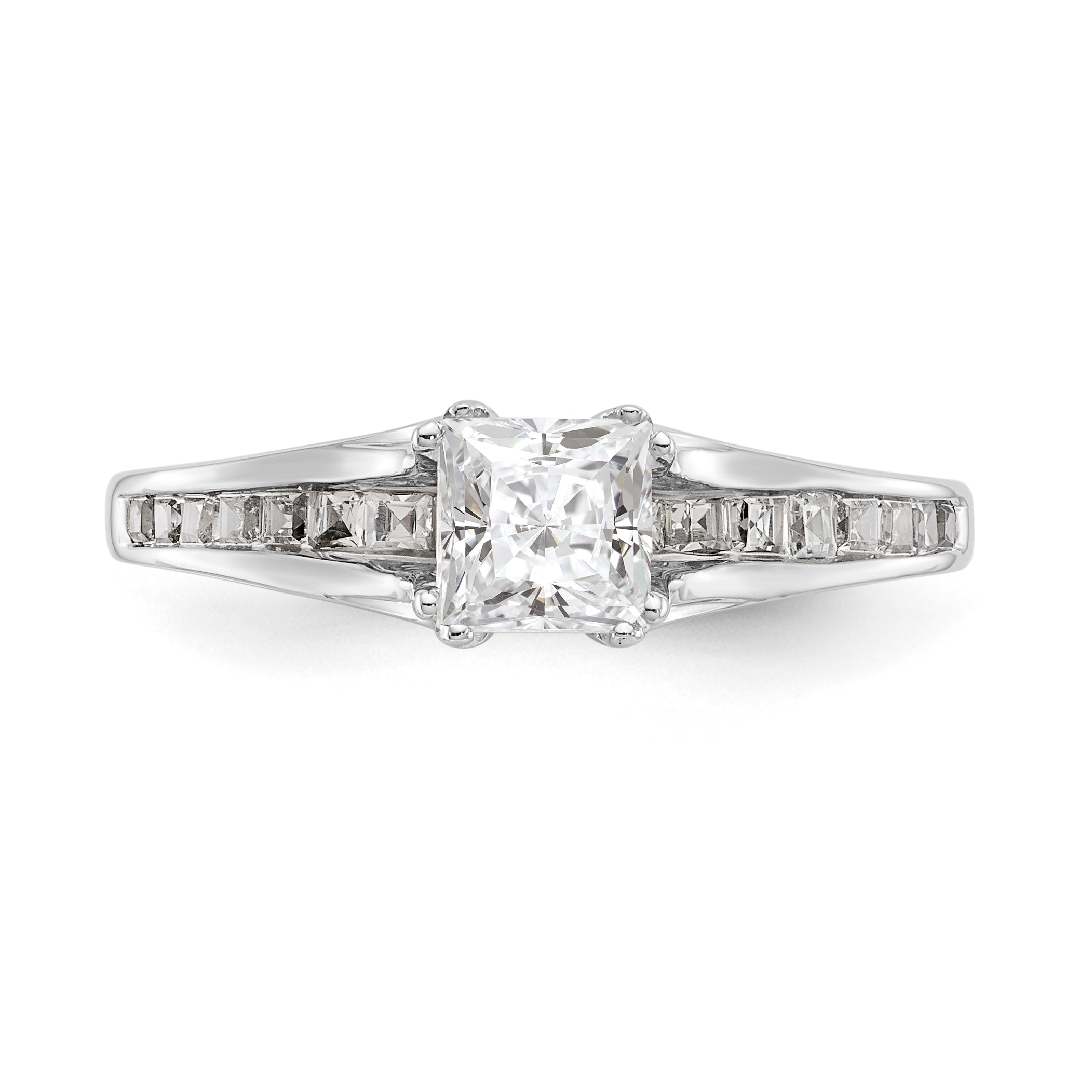 14K White Gold Simulated Diamond Engagement Ring