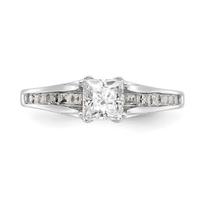 14K White Gold Simulated Diamond Engagement Ring