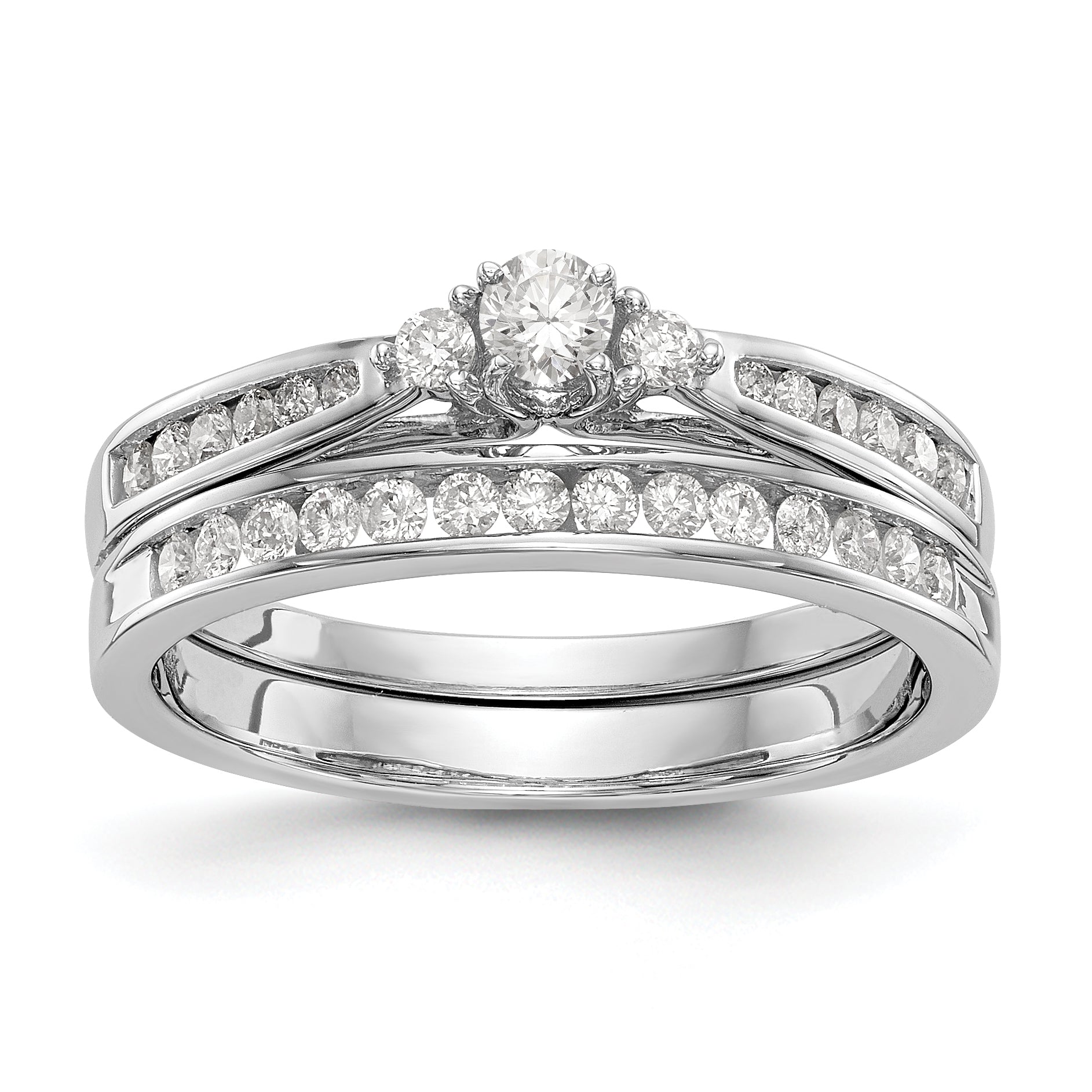 14K White Gold Simulated Diamond Engagement Ring