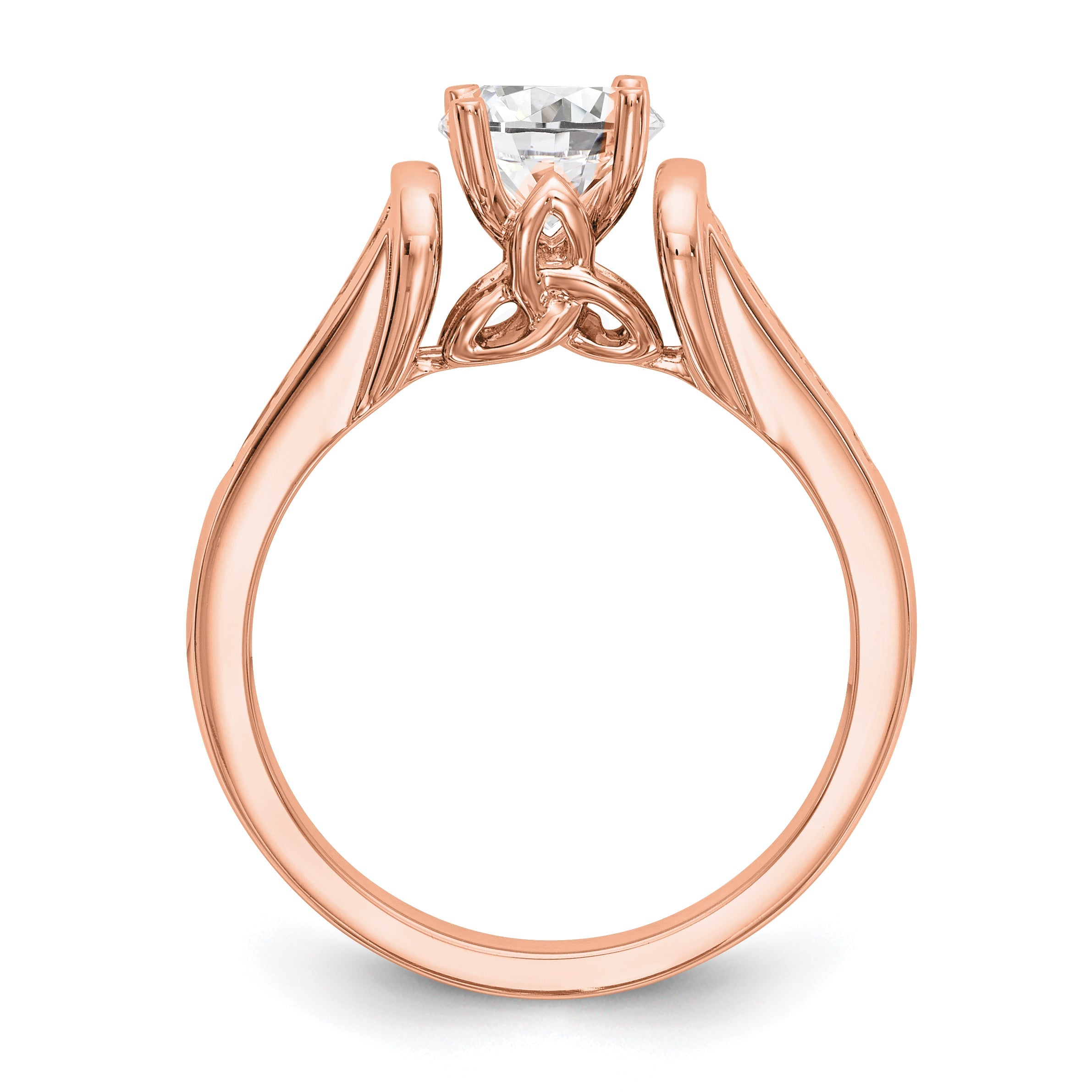 14k Two tone Peg Set Diamond Celtic CZ Engagement Ring