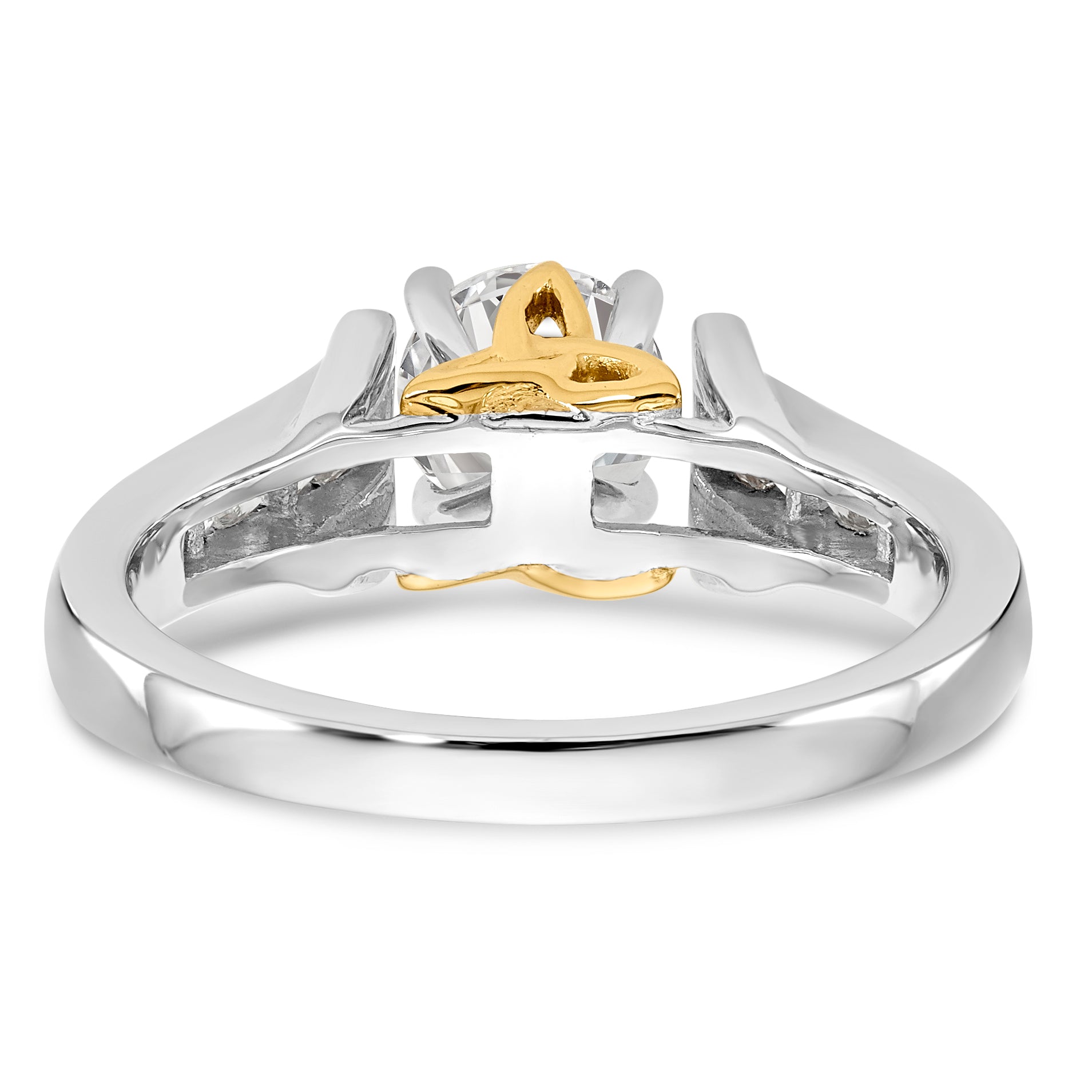14k Two tone Peg Set Diamond Celtic CZ Engagement Ring