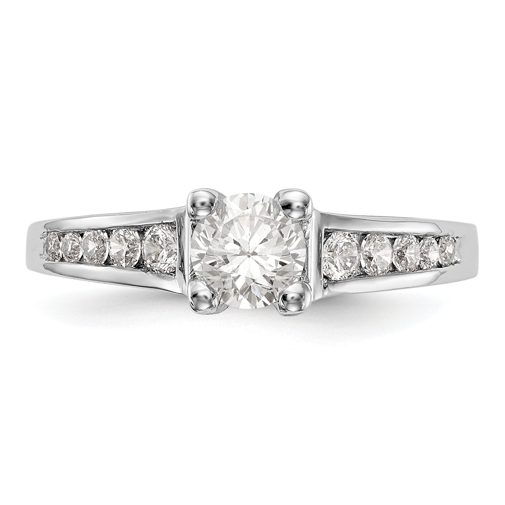 14K White Gold Simulated Diamond Engagement Ring