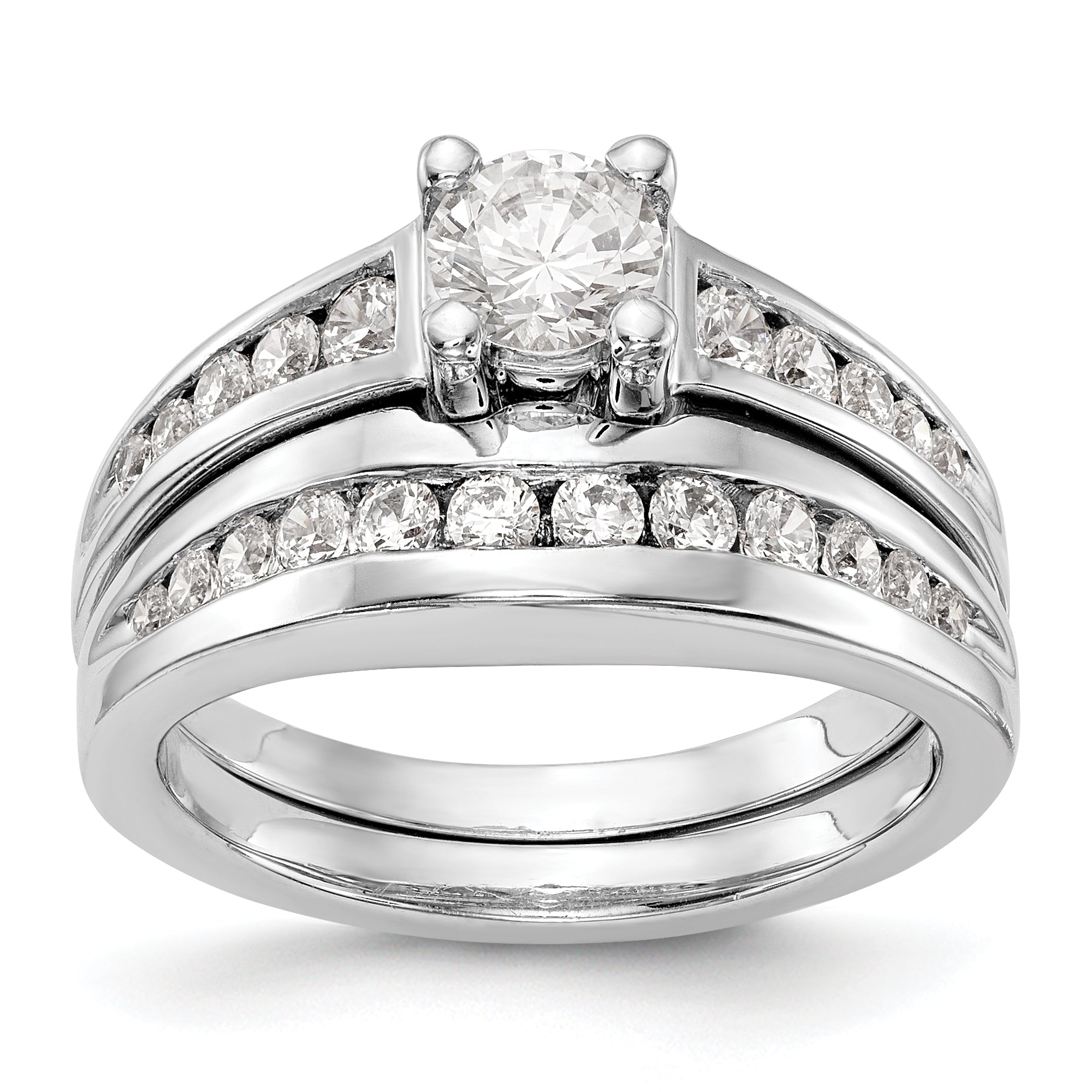 14K White Gold Simulated Diamond Engagement Ring