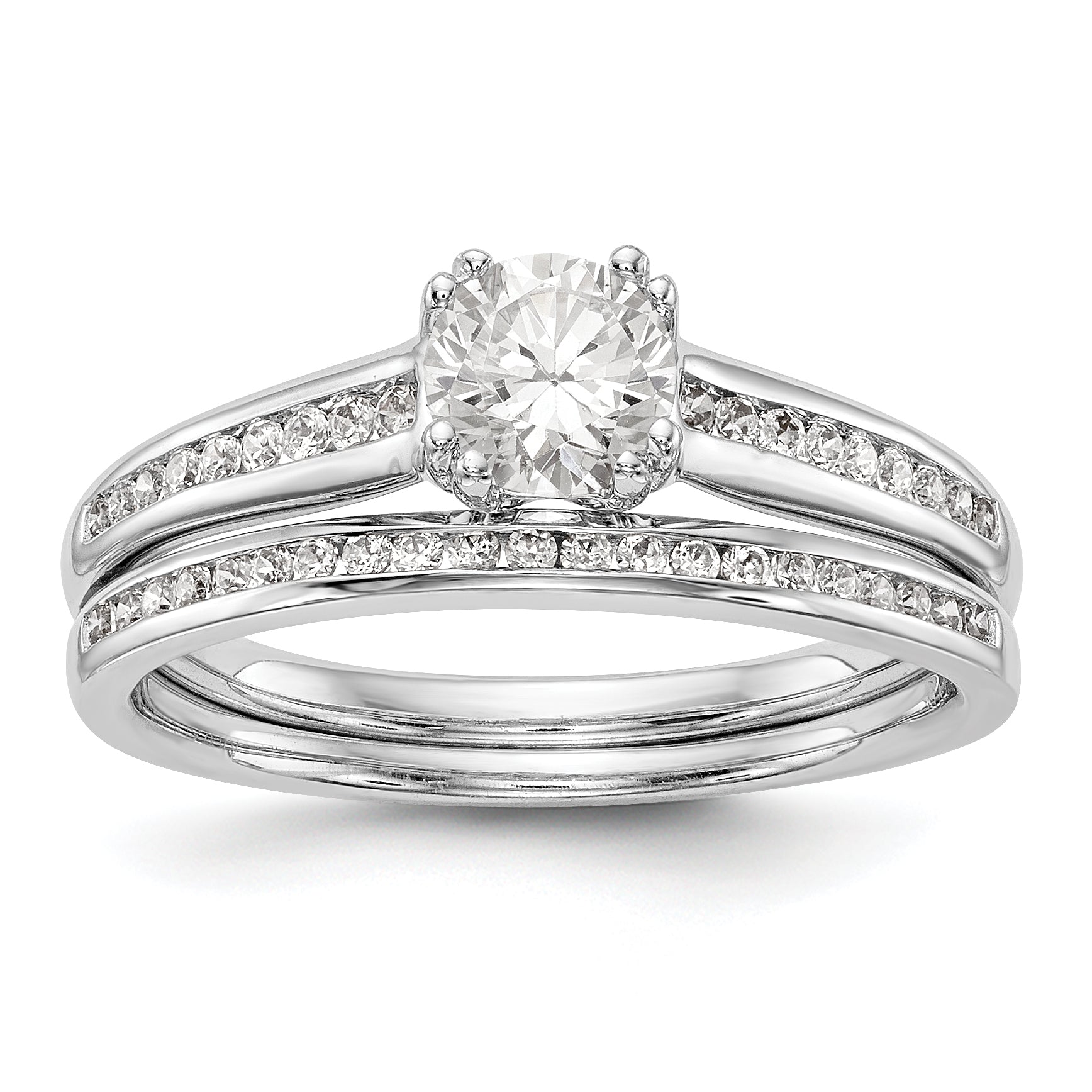 14K White Gold Simulated Diamond Engagement Ring