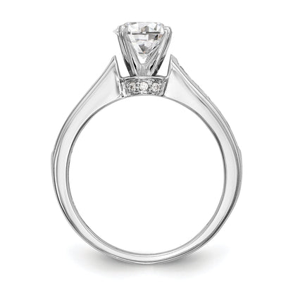 14K White Gold Diamond Peg Set CZ Engagement Ring