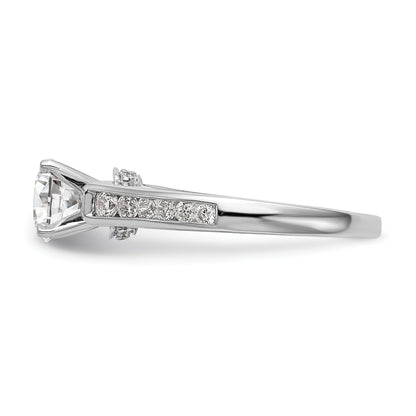 14K White Gold Diamond Peg Set CZ Engagement Ring