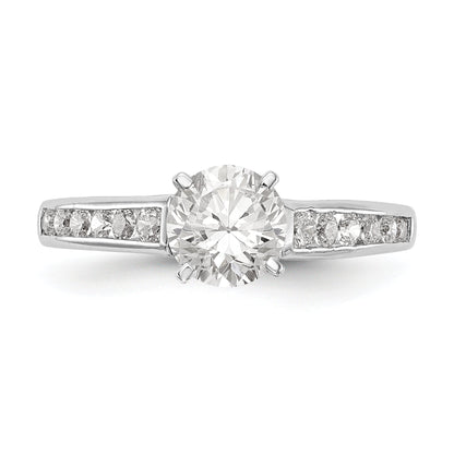 14K White Gold Diamond Peg Set CZ Engagement Ring