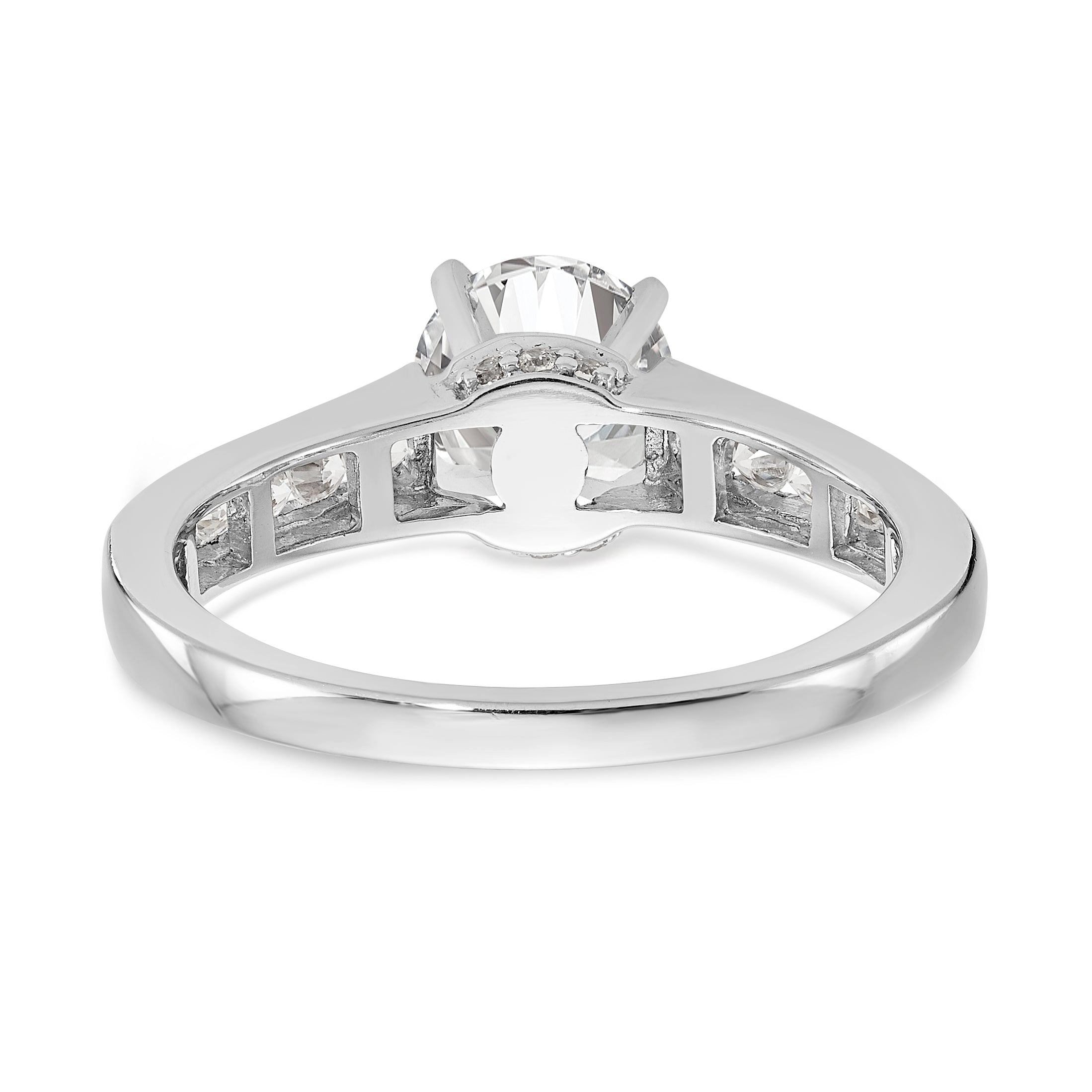 14K White Gold Diamond Peg Set CZ Engagement Ring
