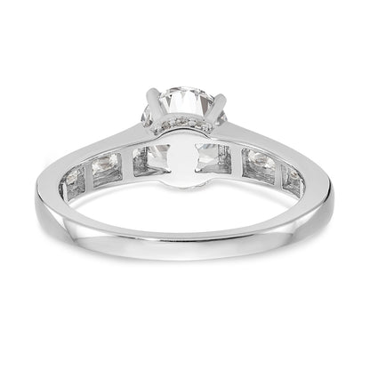 14K White Gold Diamond Peg Set CZ Engagement Ring