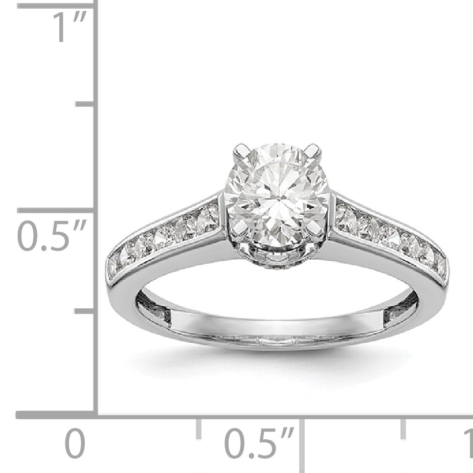 14K White Gold Diamond Peg Set CZ Engagement Ring