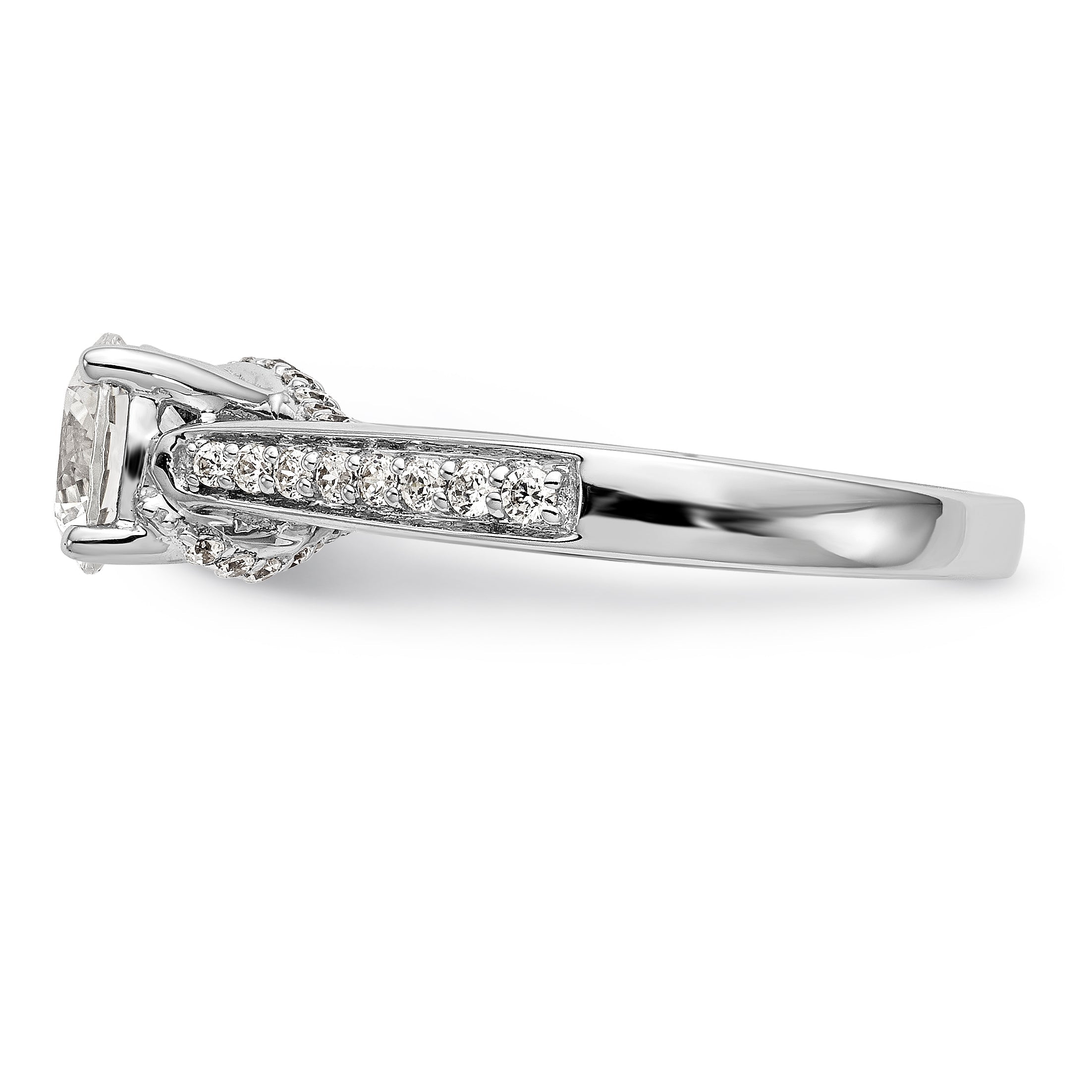 14K White Gold Simulated Diamond Engagement Ring