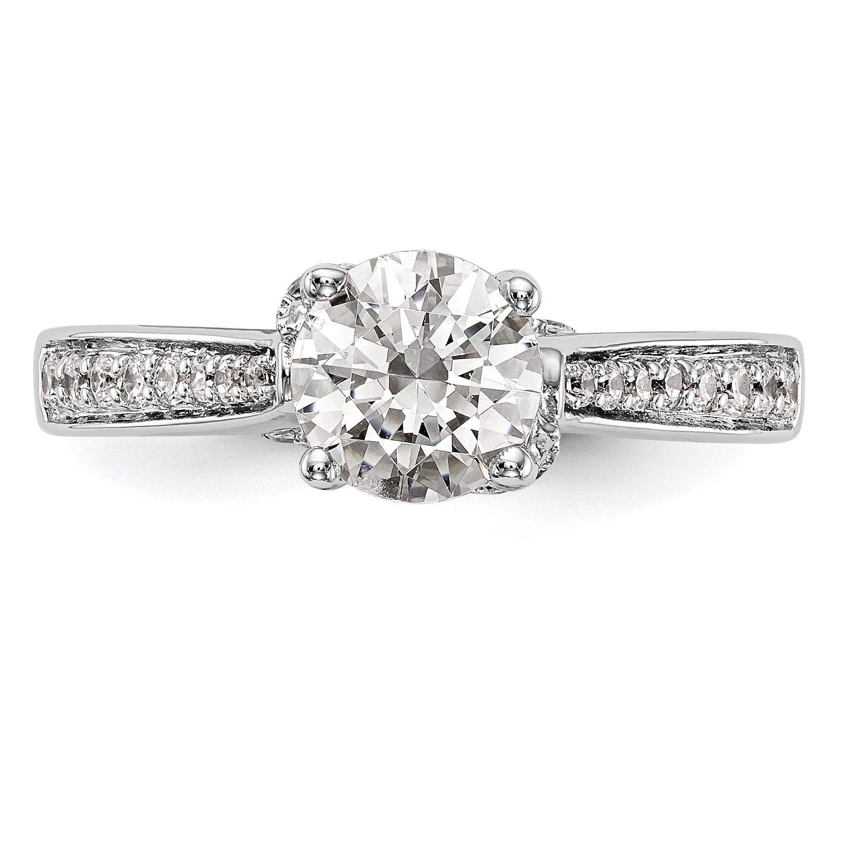 14K White Gold Simulated Diamond Engagement Ring