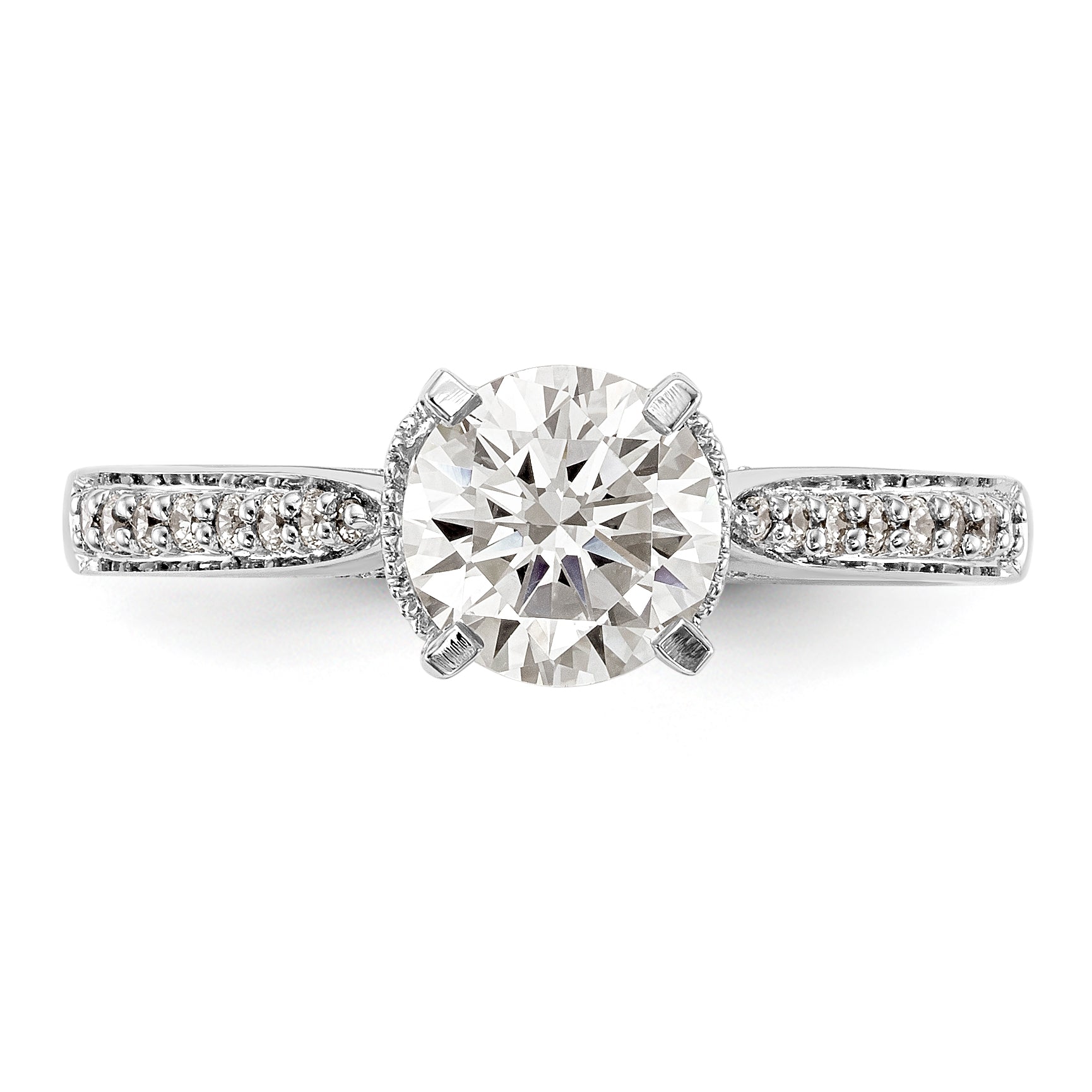 14kw Peg Set Simulated Diamond Engagement Ring