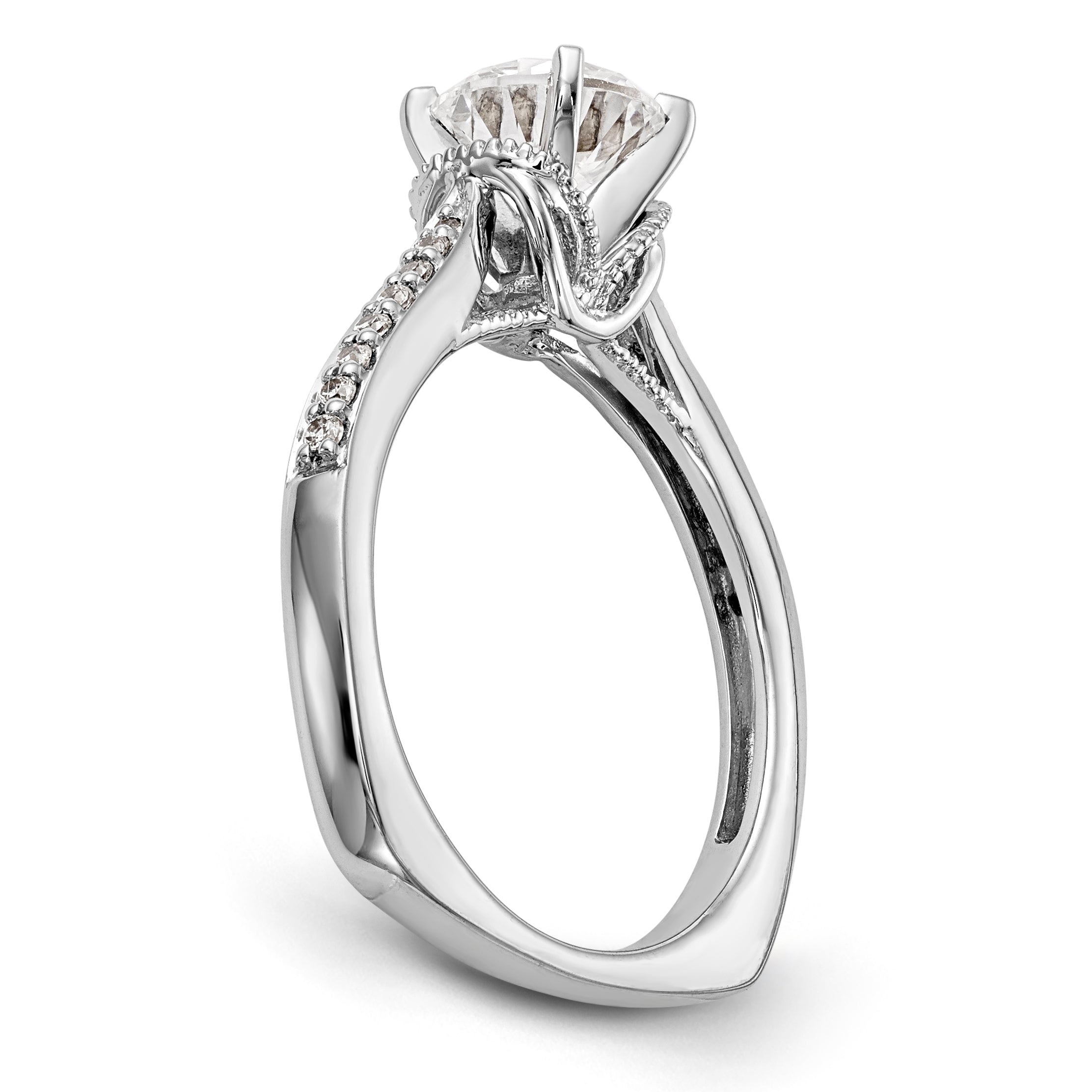 14kw Peg Set Simulated Diamond Engagement Ring