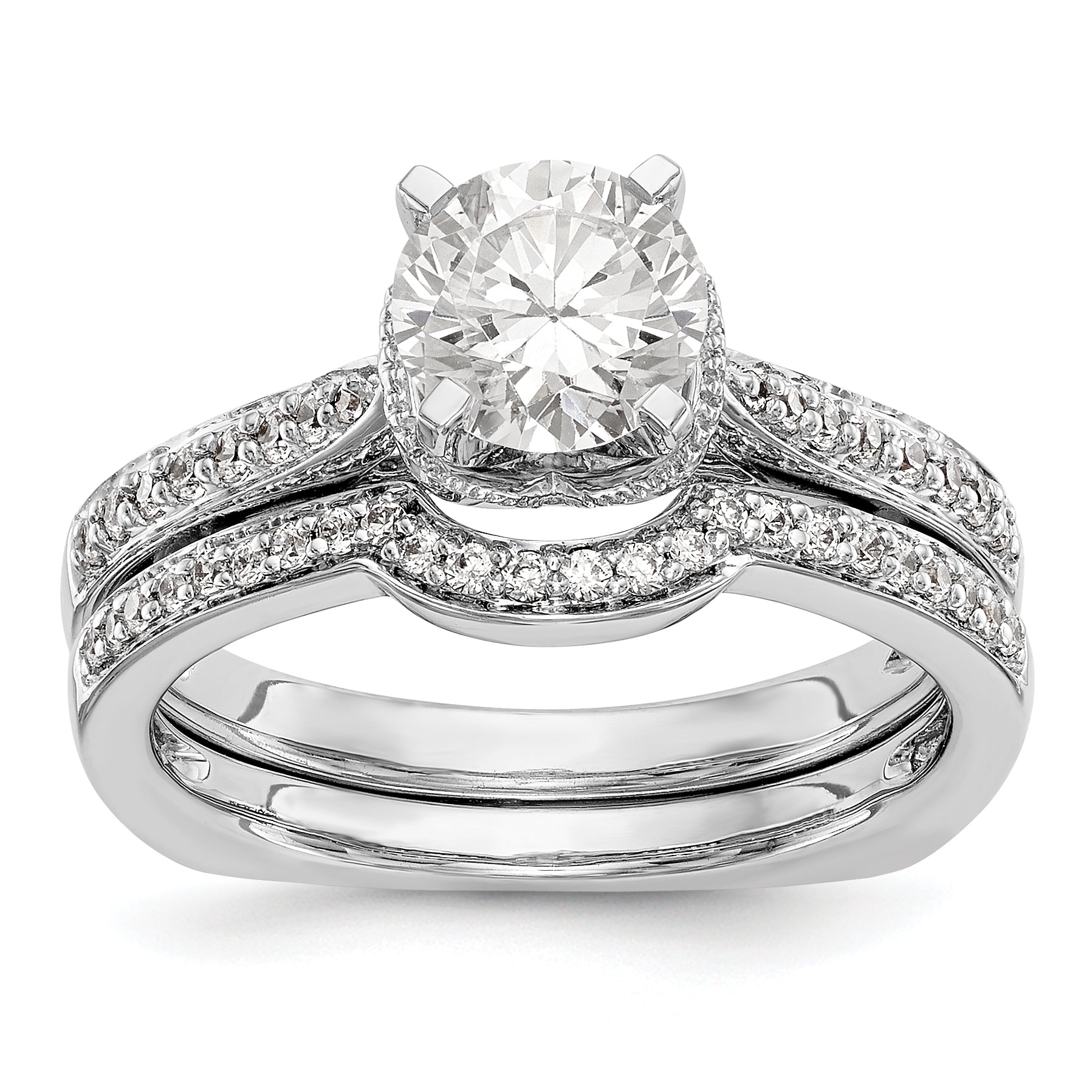 14kw Peg Set Simulated Diamond Engagement Ring