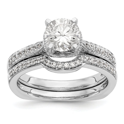 14kw Peg Set Simulated Diamond Engagement Ring