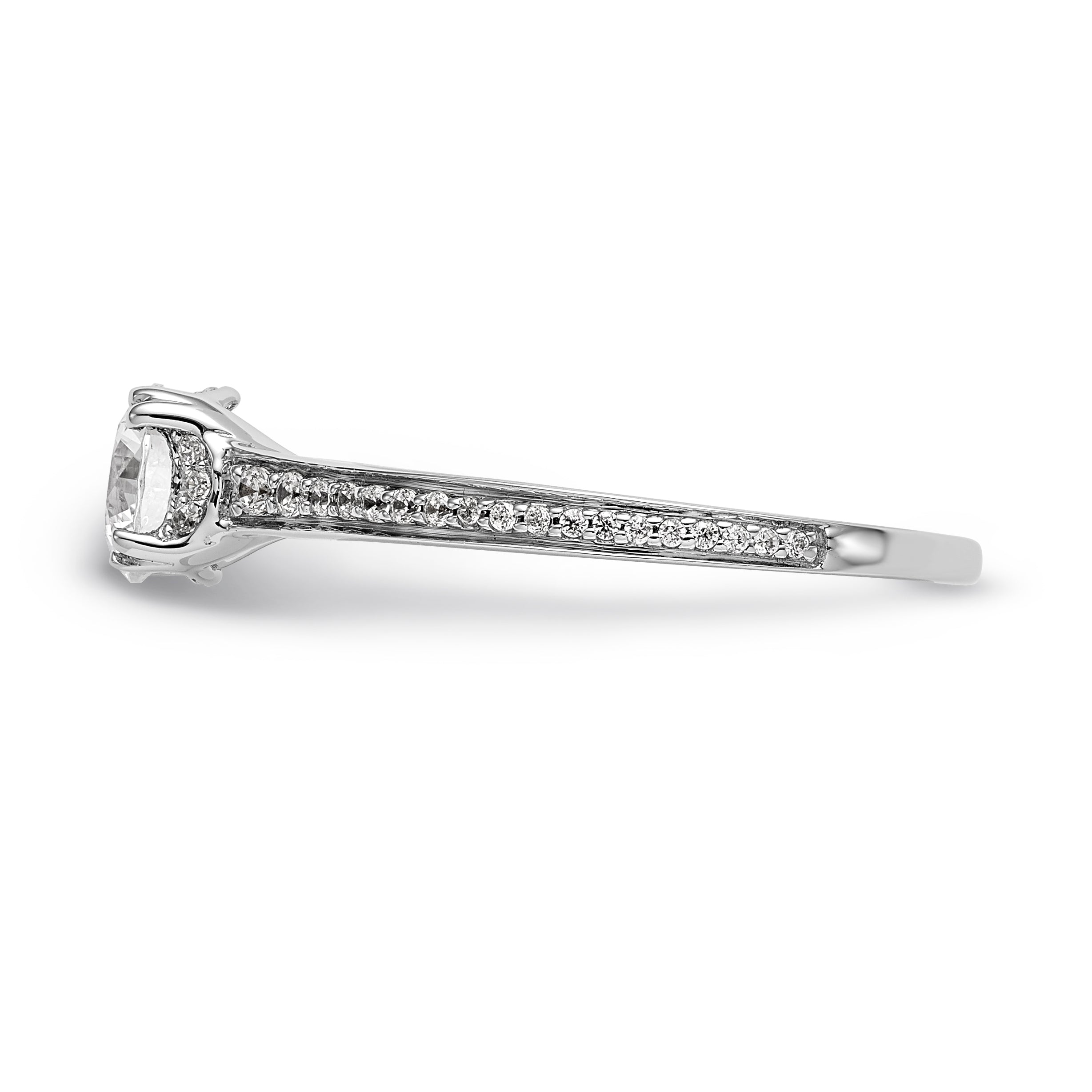 14K White Gold Simulated Diamond Engagement Ring