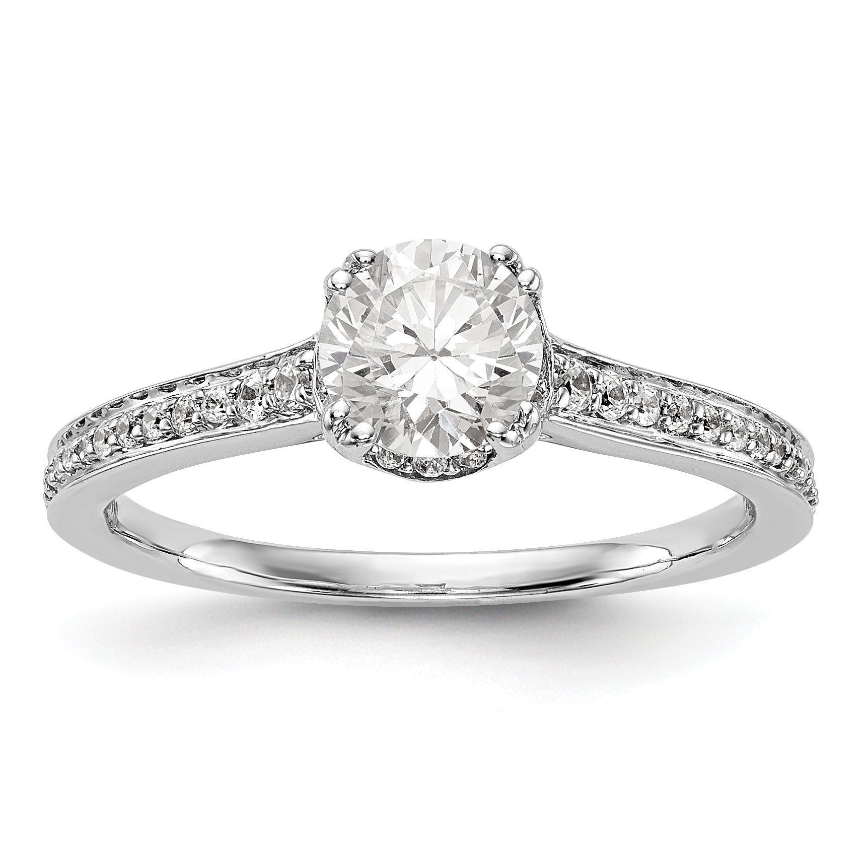14K White Gold Simulated Diamond Engagement Ring