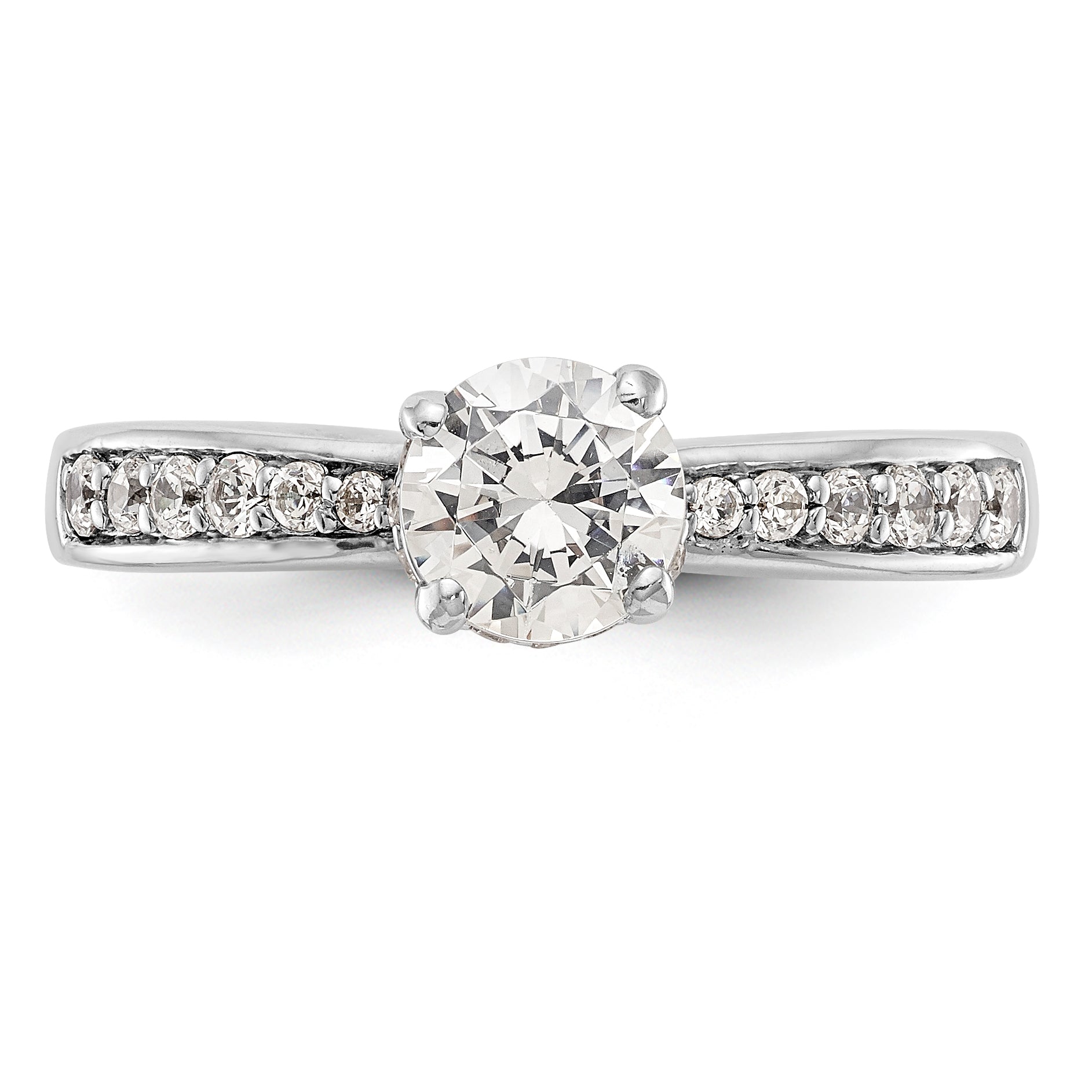 14K White Gold Simulated Diamond Engagement Ring