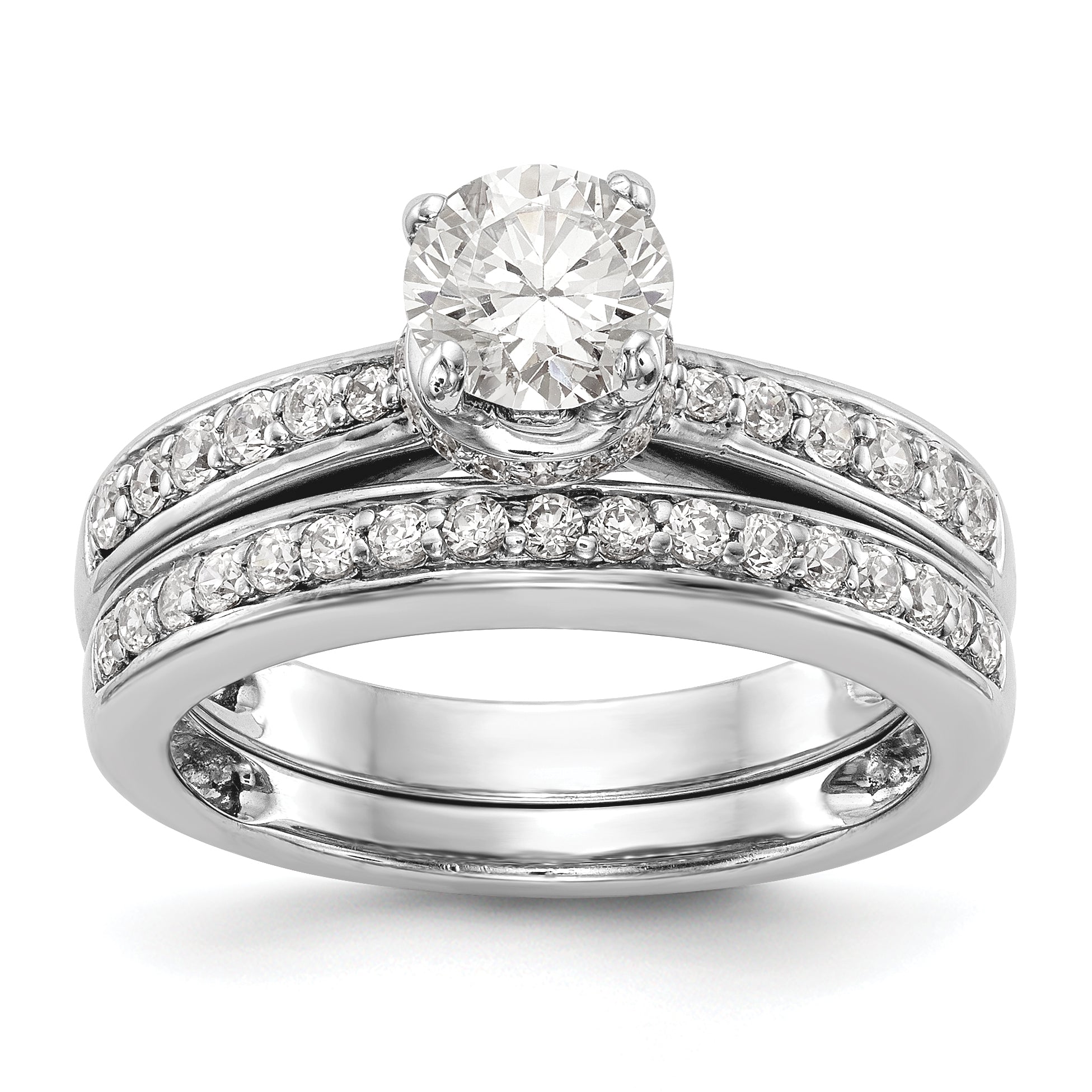 14K White Gold Simulated Diamond Engagement Ring