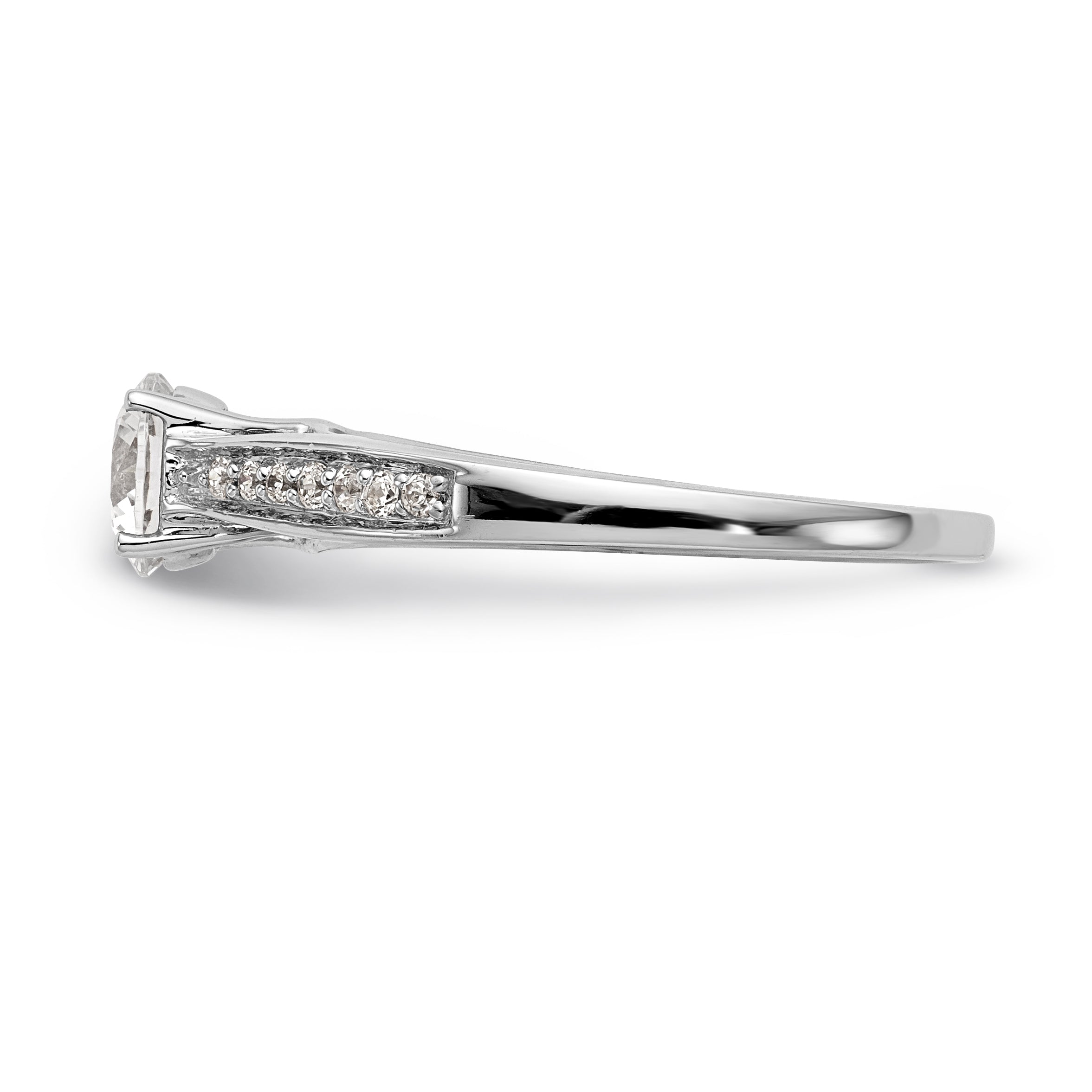 14K White Gold Simulated Diamond Engagement Ring