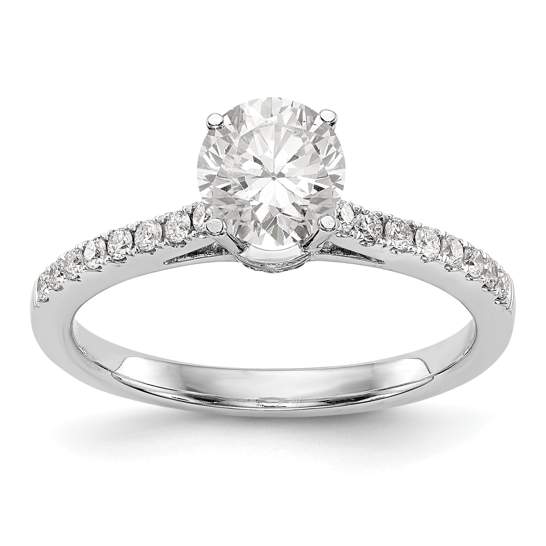 14K White Gold Simulated Diamond Engagement Ring