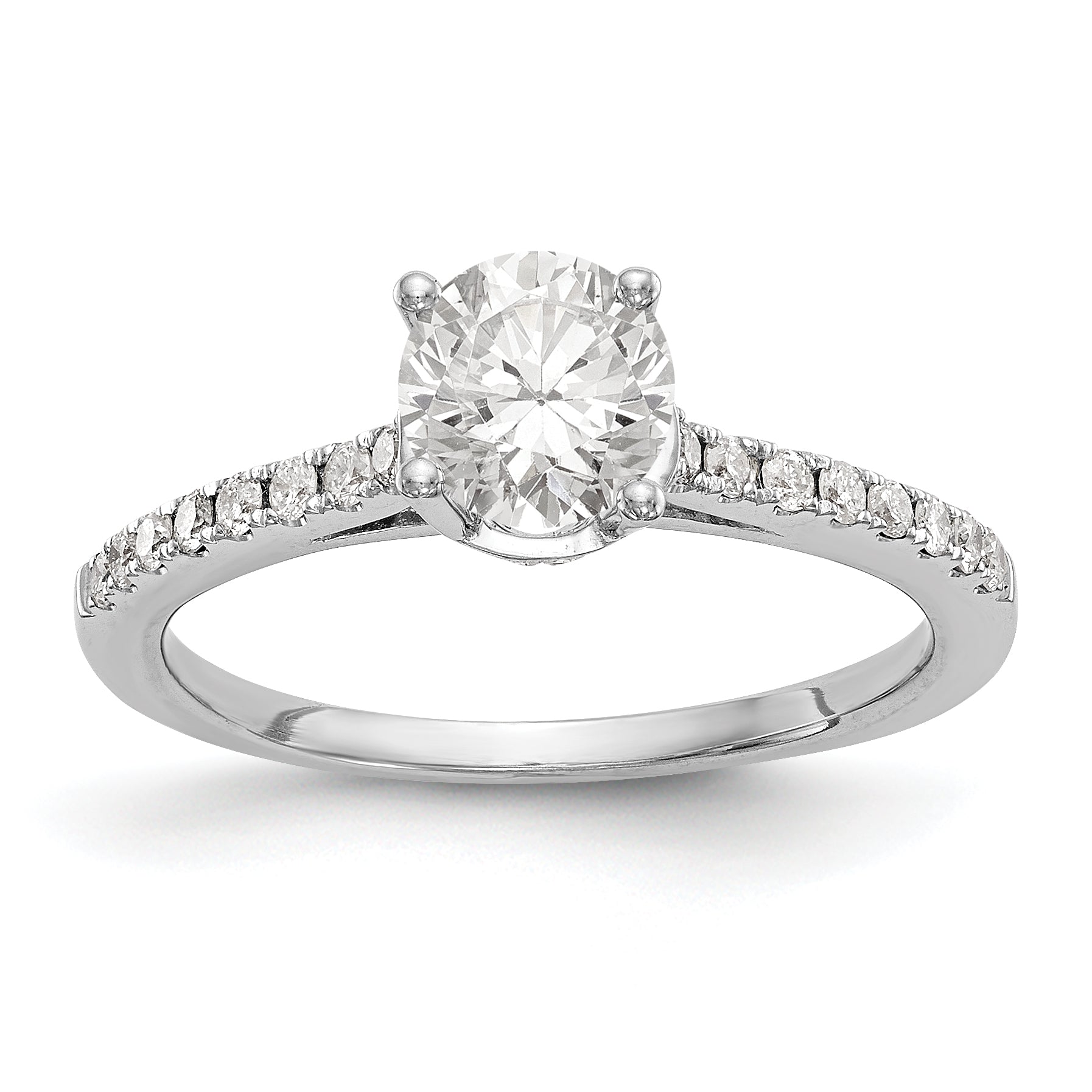 14K White Gold Simulated Diamond Engagement Ring