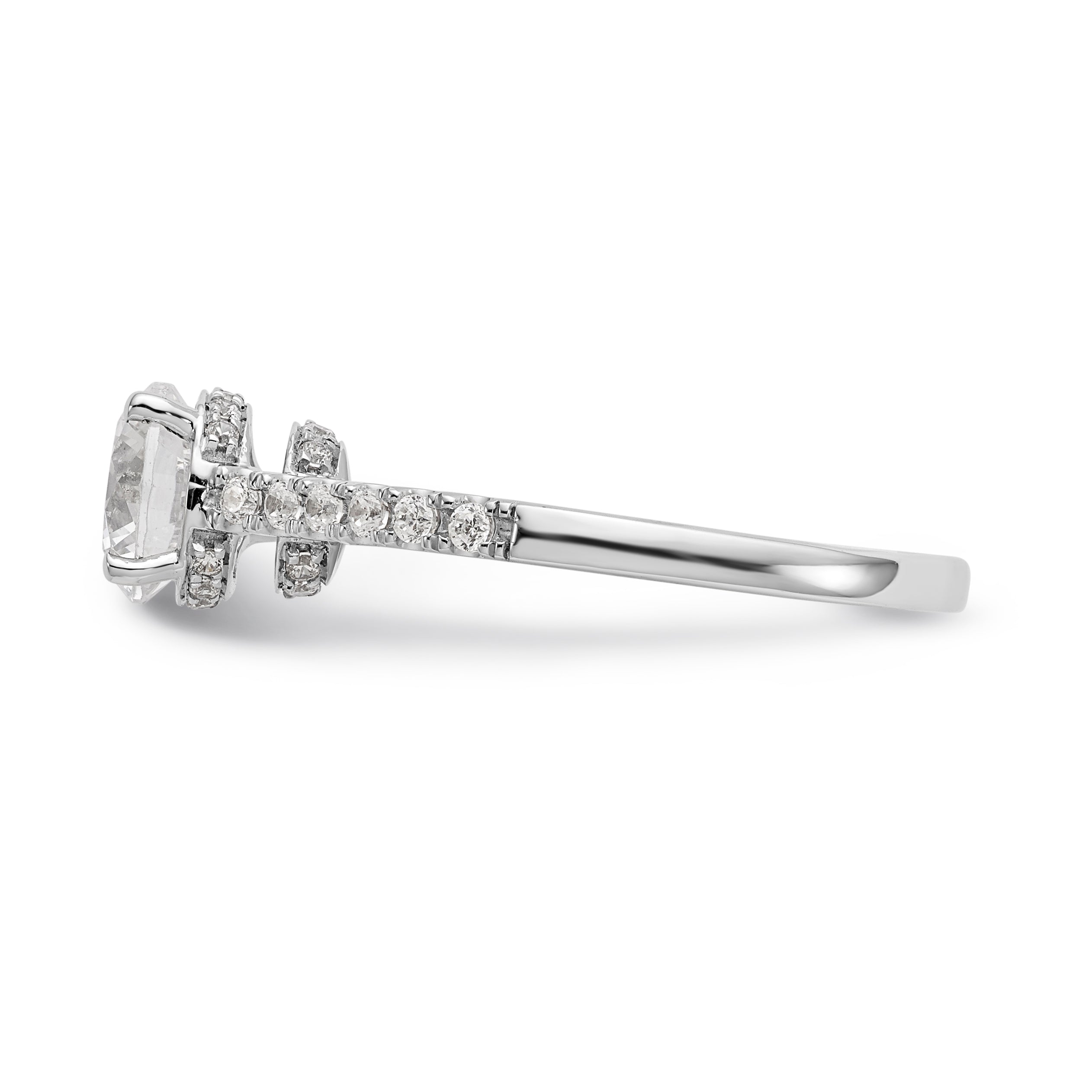 14K White Gold Simulated Diamond Engagement Ring