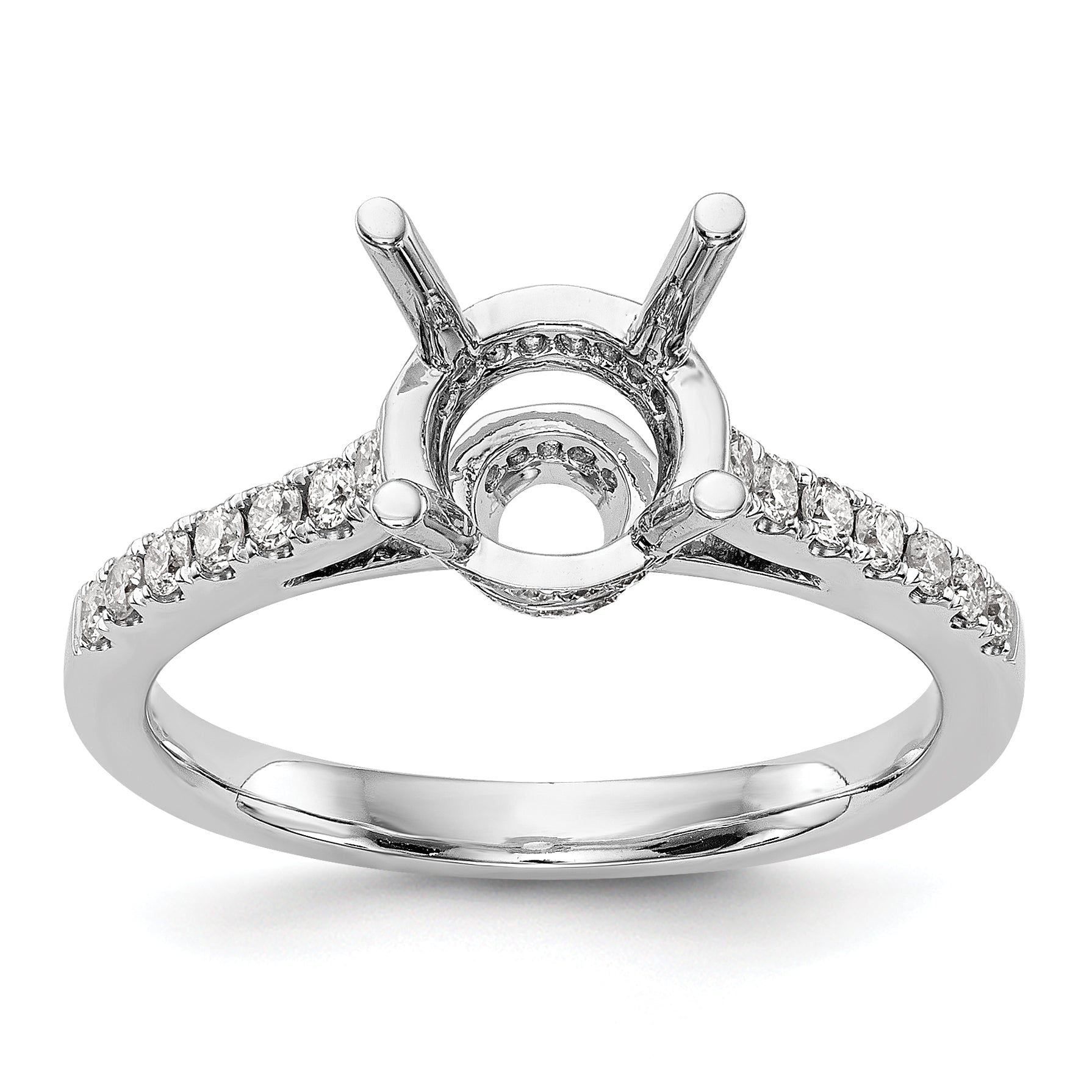 14K White Gold Simulated Diamond Engagement Ring