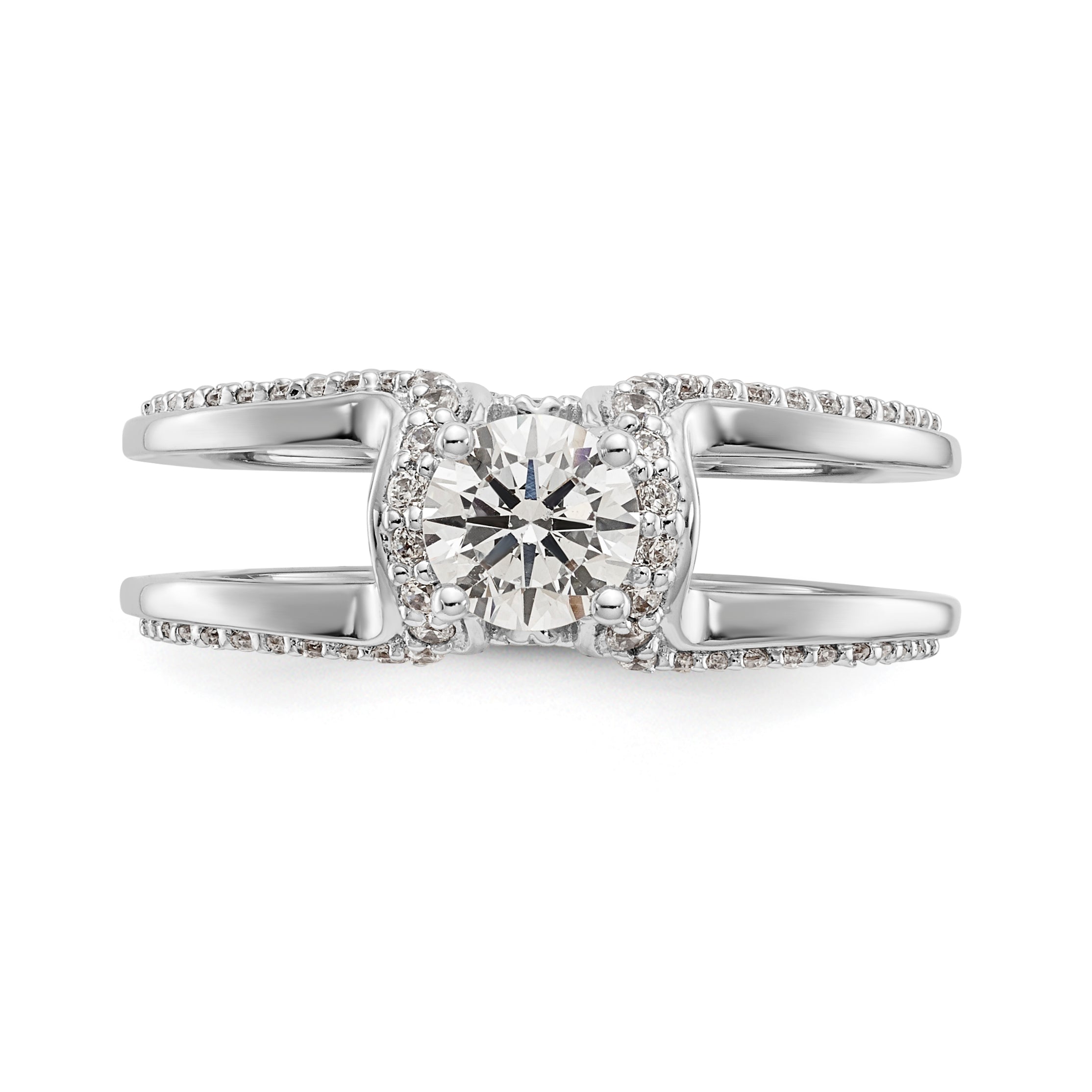 14K White Gold Simulated Diamond Engagement Ring