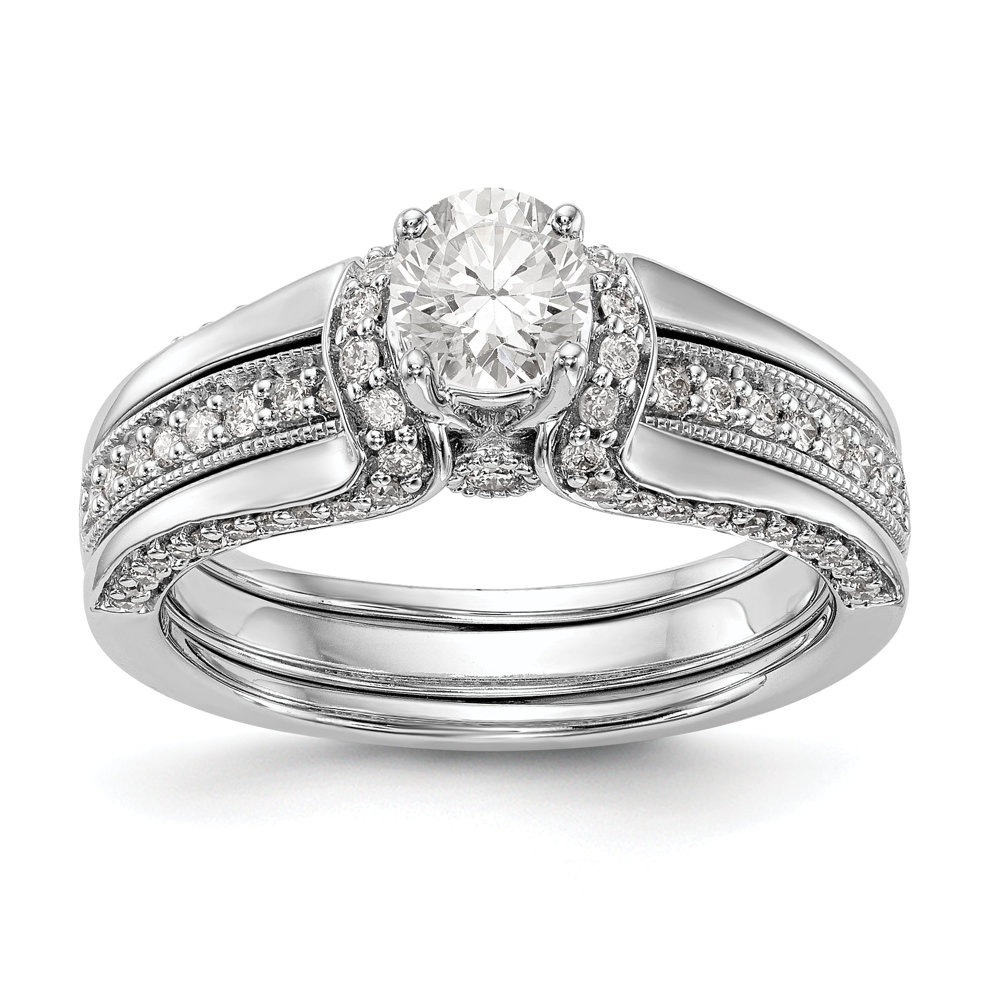 14K White Gold Simulated Diamond Engagement Ring