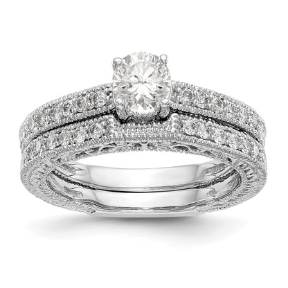14K White Gold Simulated Diamond Engagement Ring