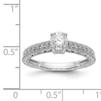 14K White Gold Simulated Diamond Engagement Ring