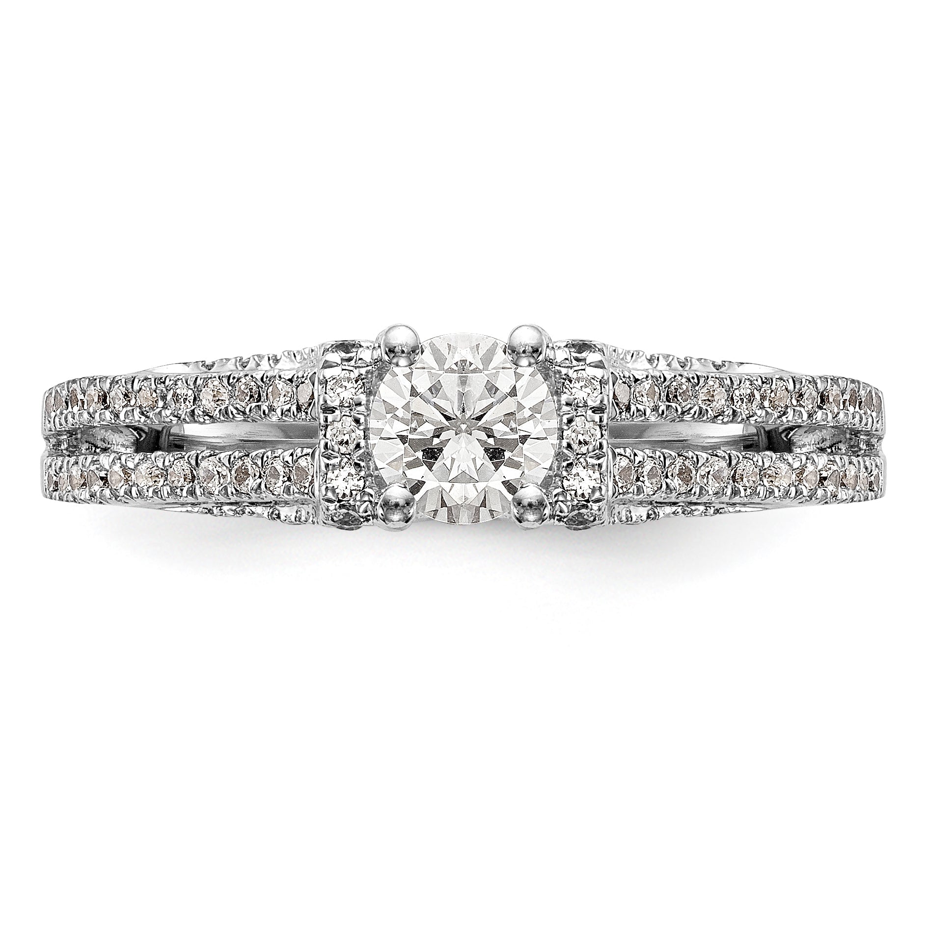 14K White Gold Simulated Diamond Engagement Ring