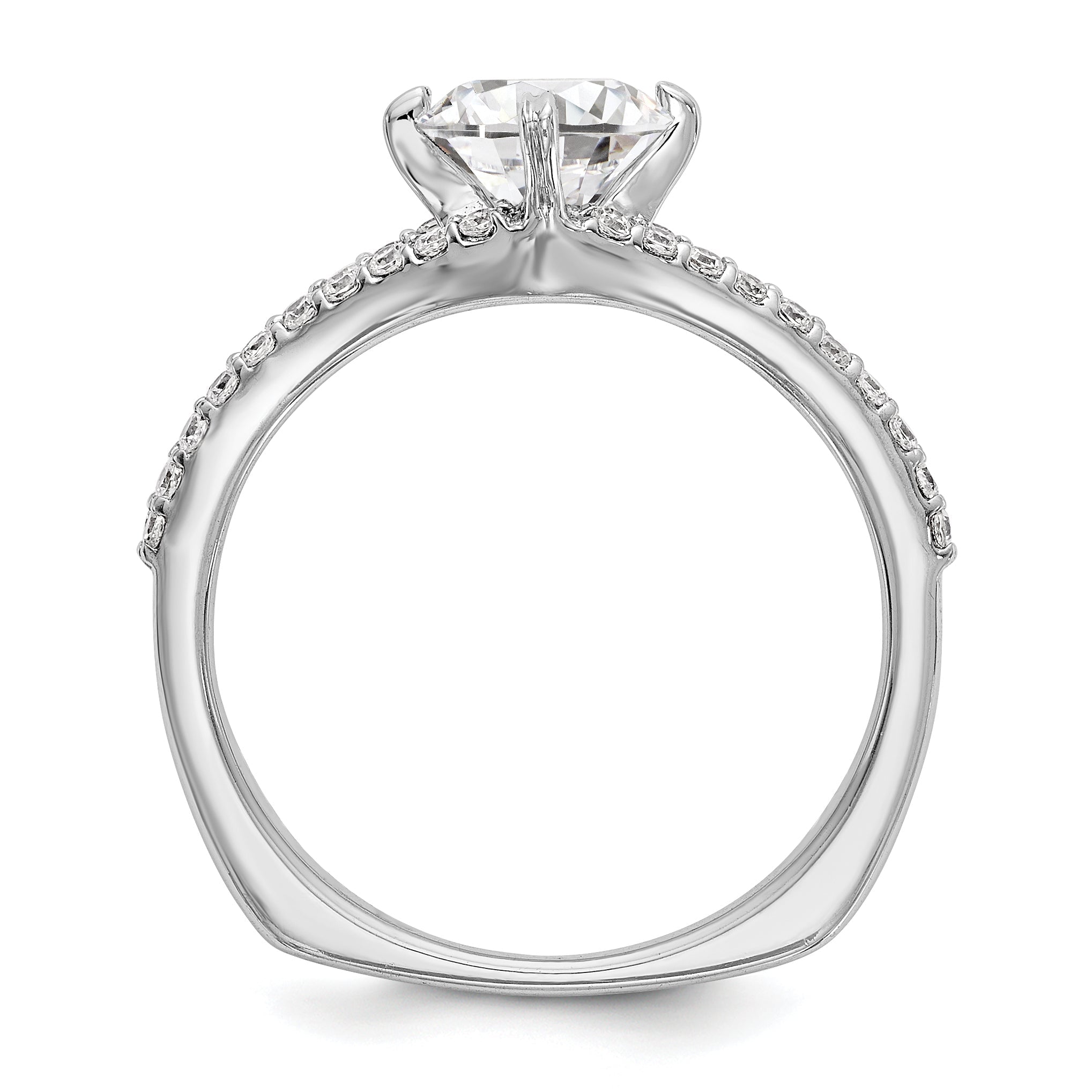 14K White Gold Simulated Diamond Engagement Ring