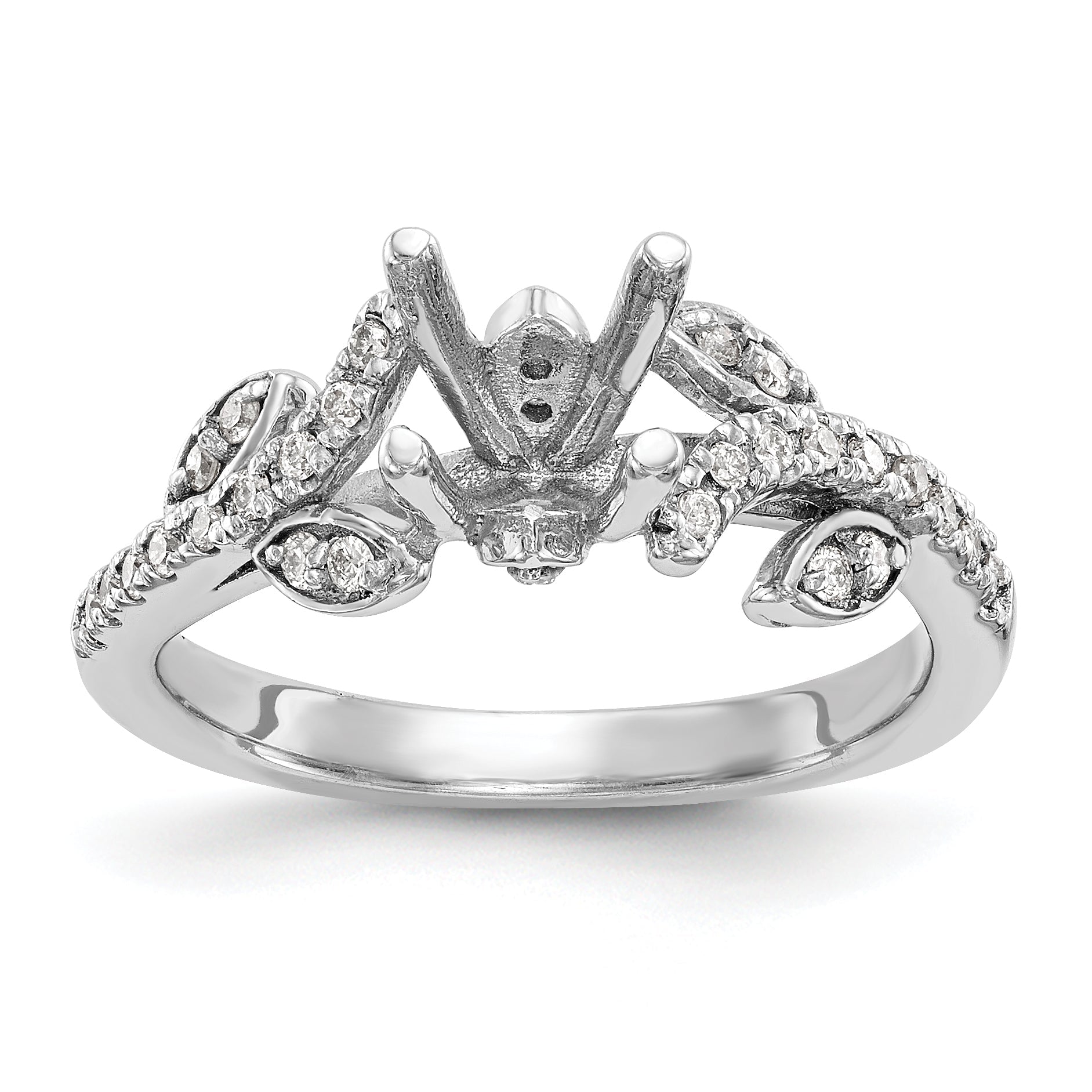 14K White Gold Simulated Diamond Engagement Ring