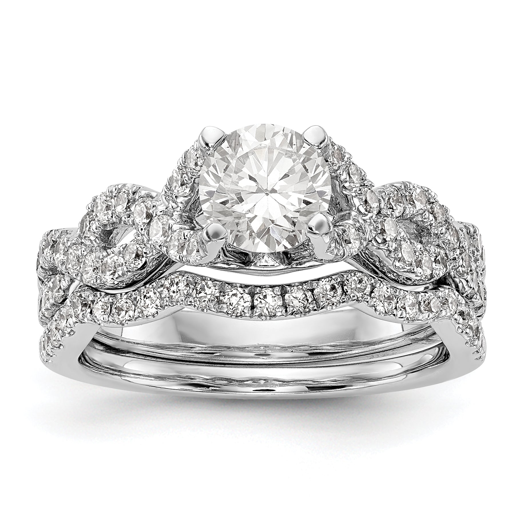 14K White Gold Simulated Diamond Engagement Ring