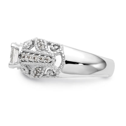 14K White Gold Simulated Diamond Engagement Ring