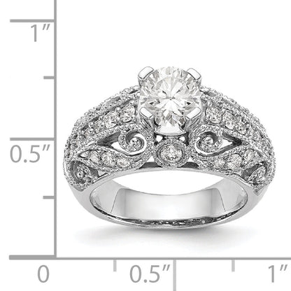 14K White Gold Simulated Diamond Engagement Ring