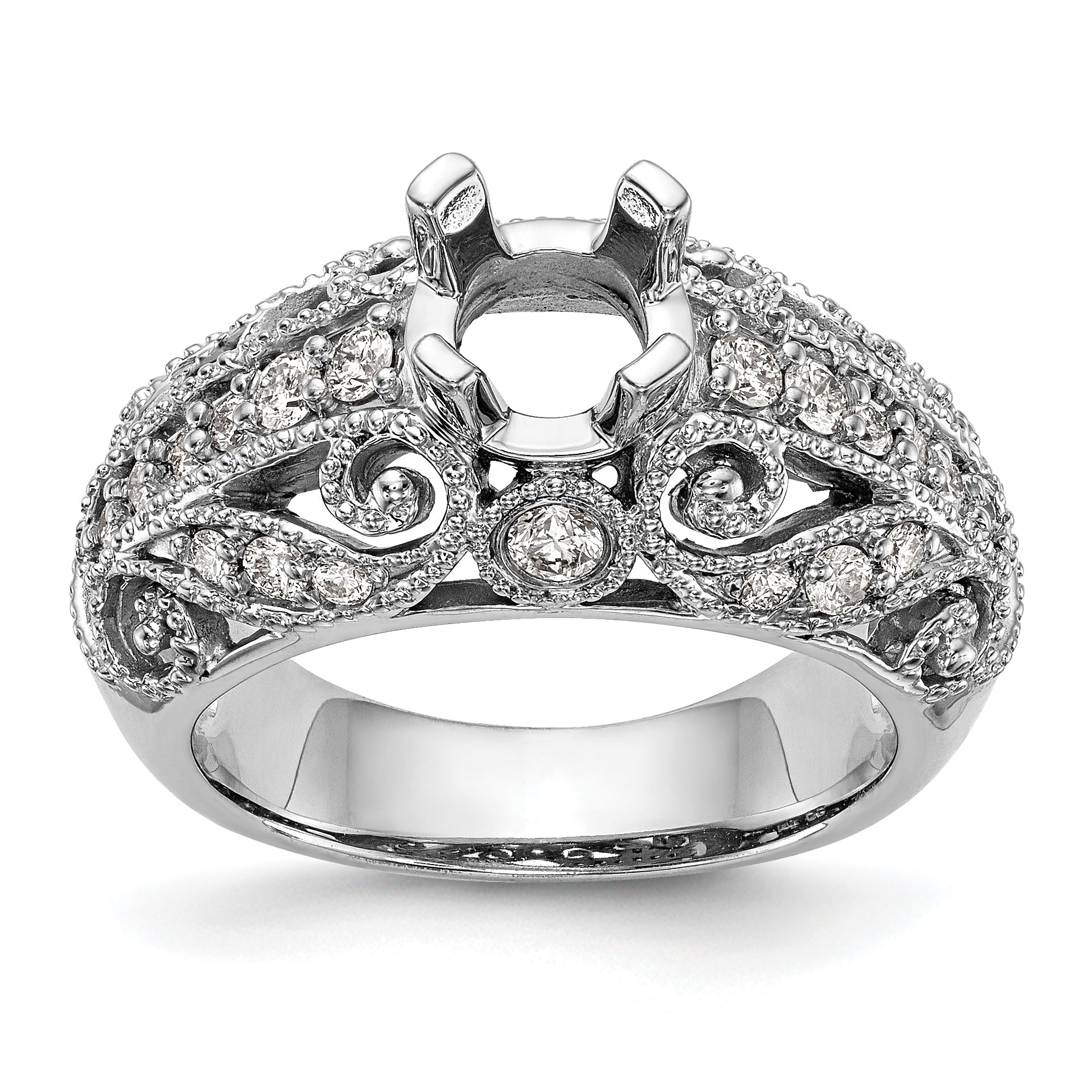 14K White Gold Simulated Diamond Engagement Ring