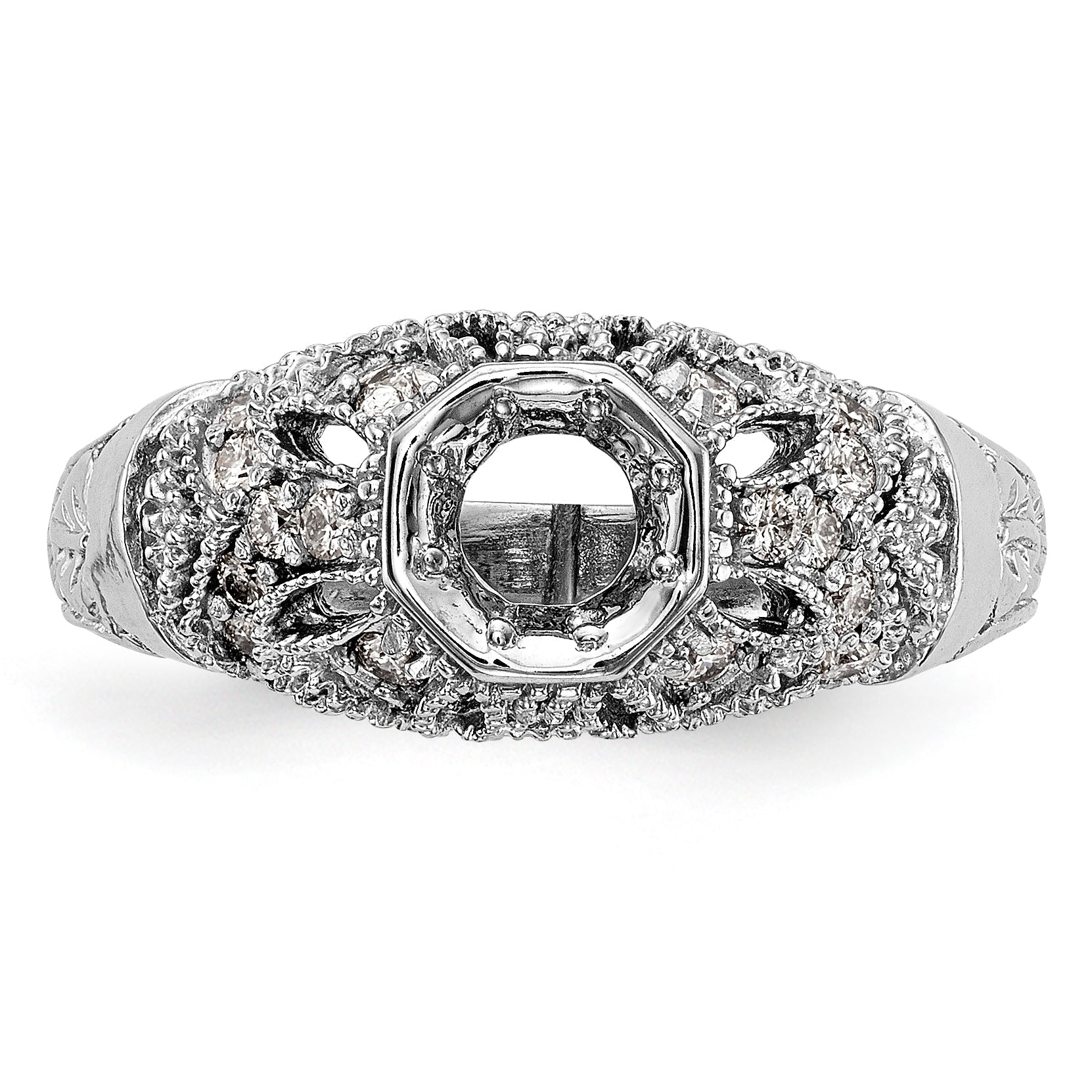 14K White Gold Simulated Diamond Engagement Ring