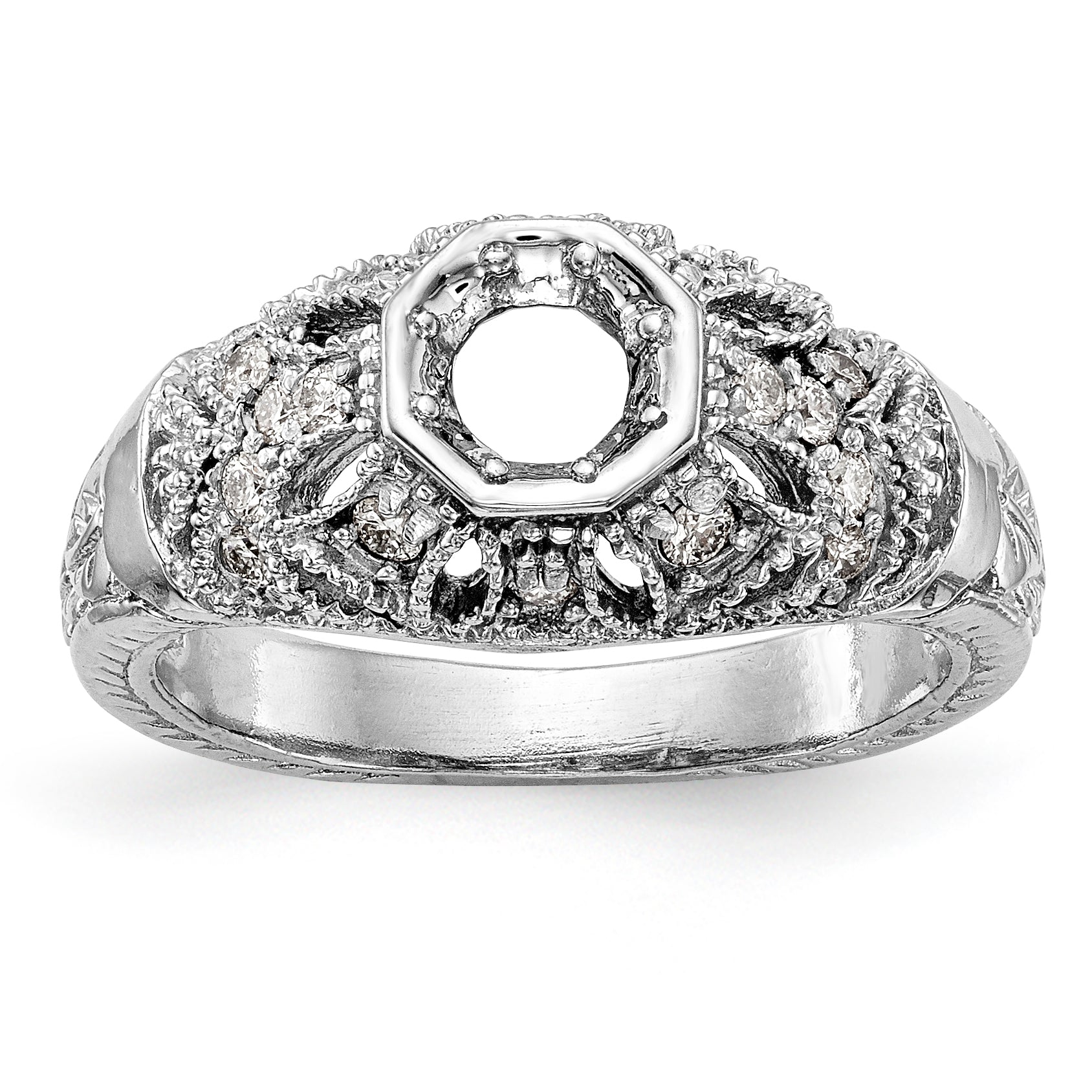 14K White Gold Simulated Diamond Engagement Ring