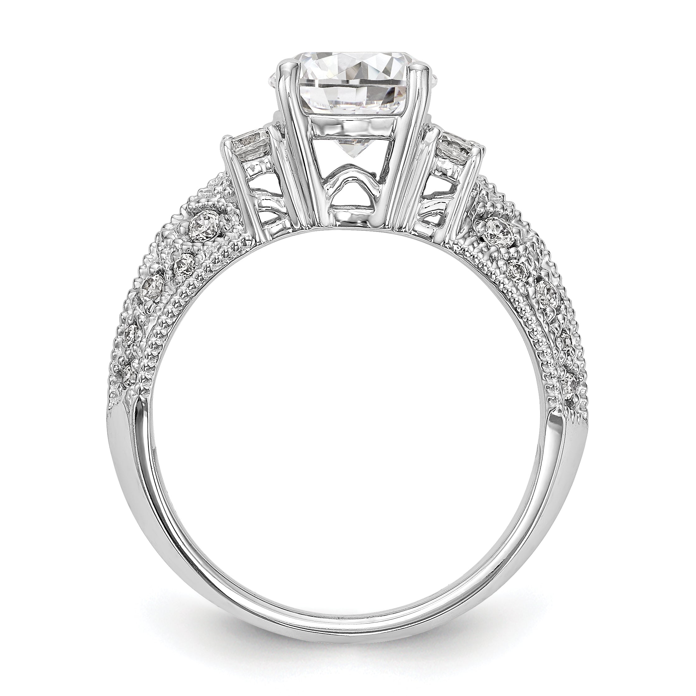 14K White Gold Simulated Diamond Engagement Ring