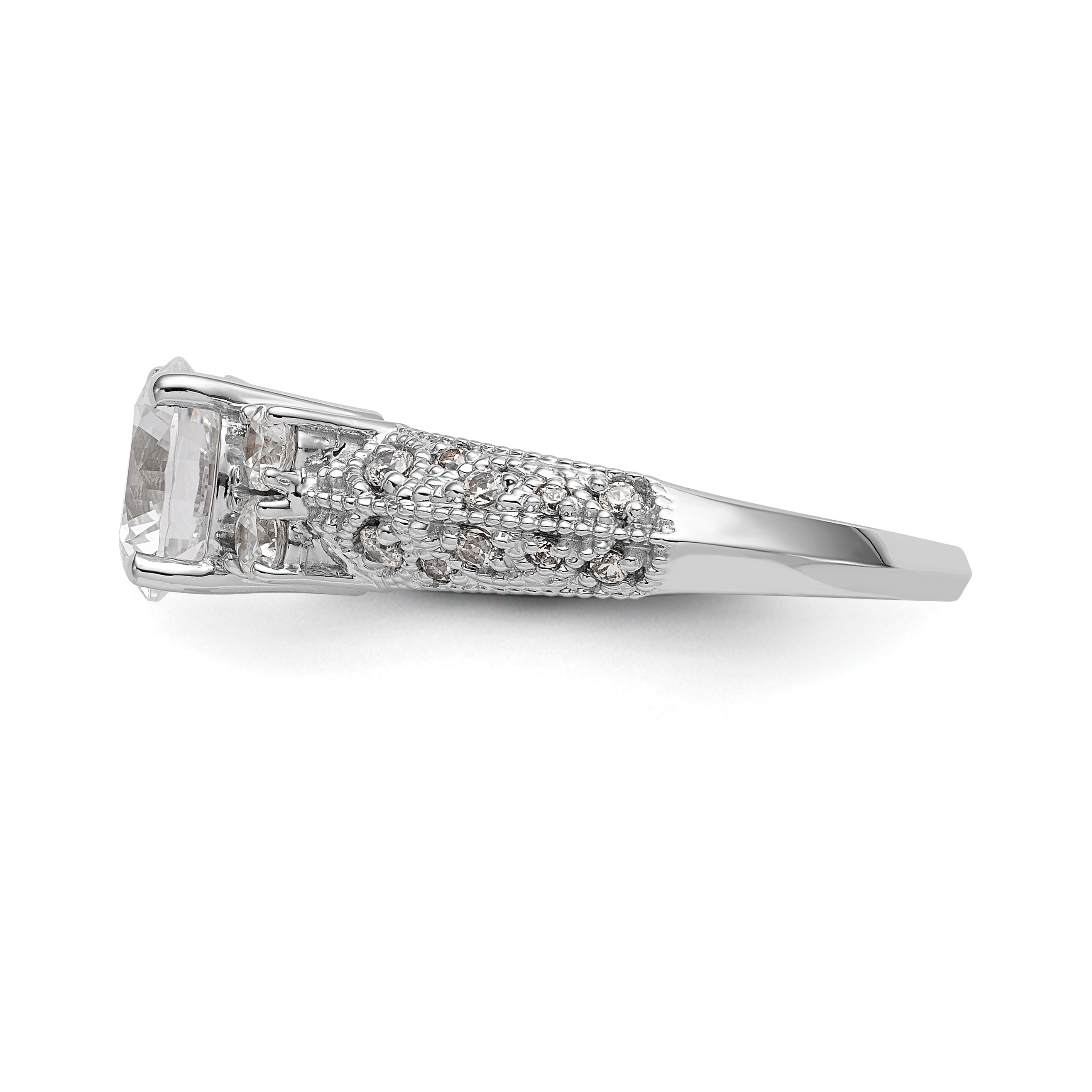 14K White Gold Simulated Diamond Engagement Ring