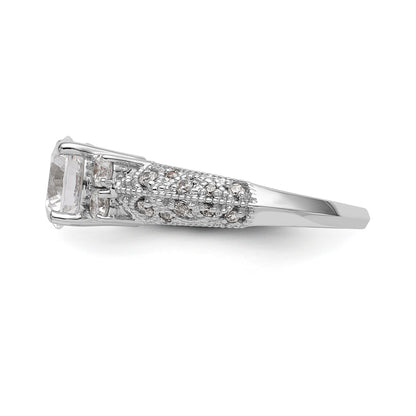 14K White Gold Simulated Diamond Engagement Ring