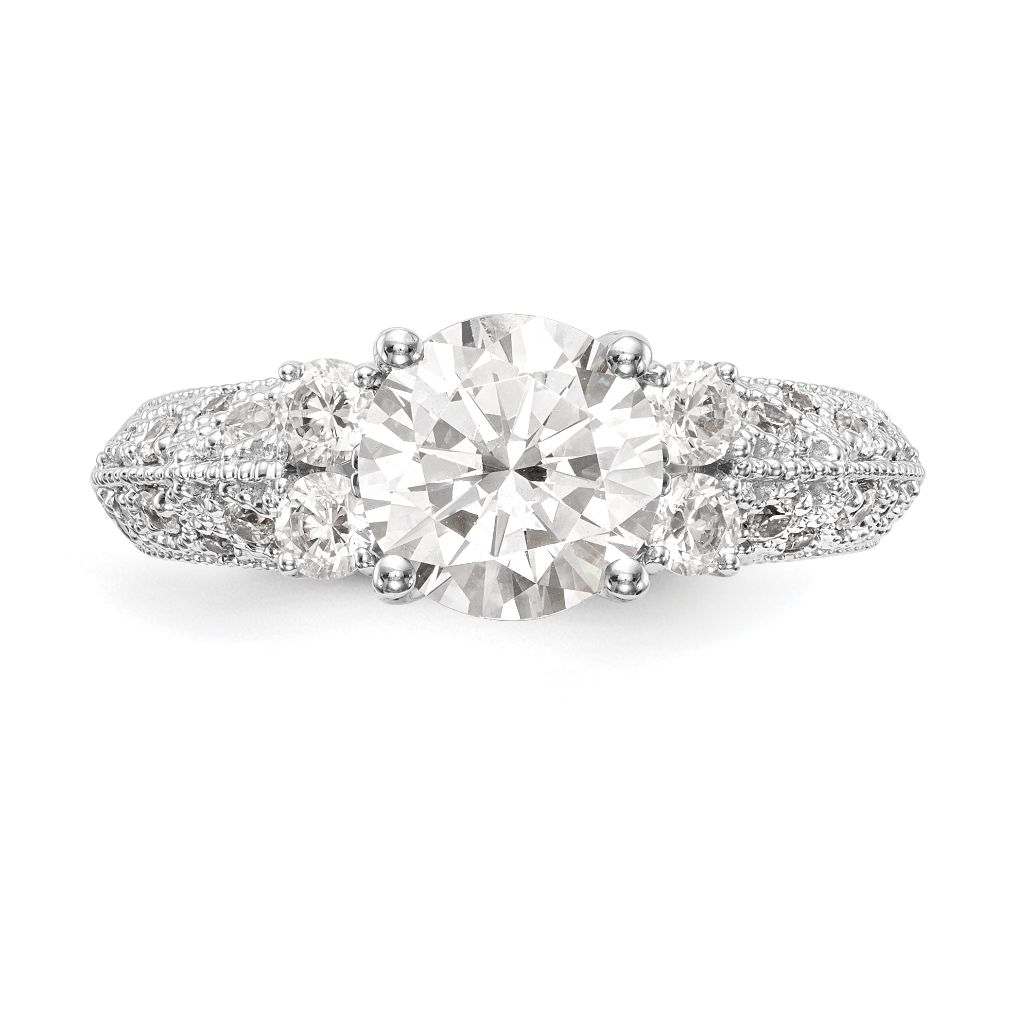 14K White Gold Simulated Diamond Engagement Ring