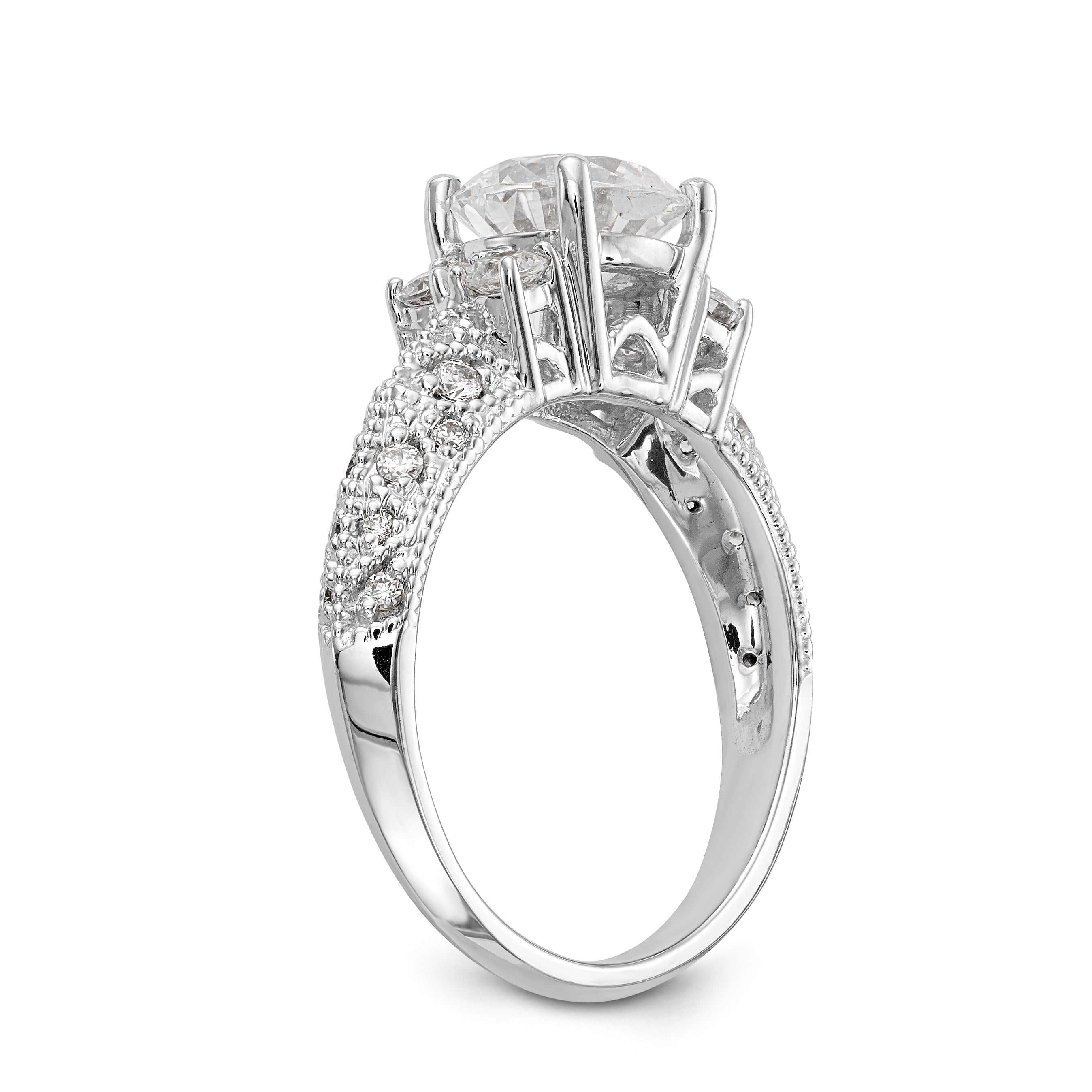 14K White Gold Simulated Diamond Engagement Ring